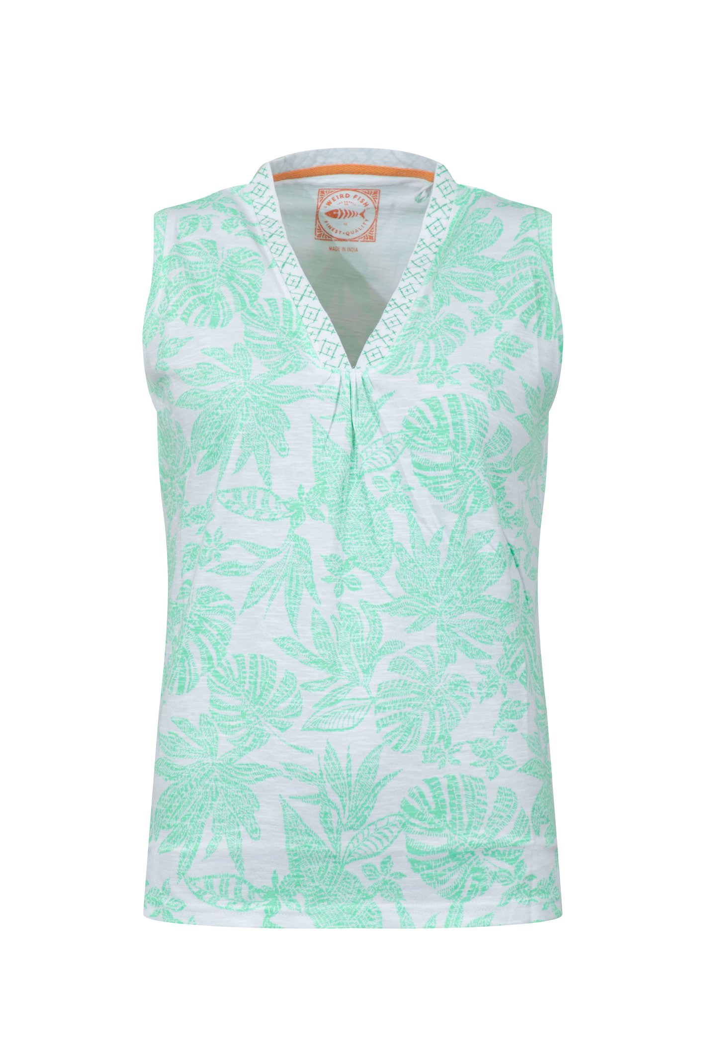 Weird Fish Nonno Printed Jersey Vest Apple Mint