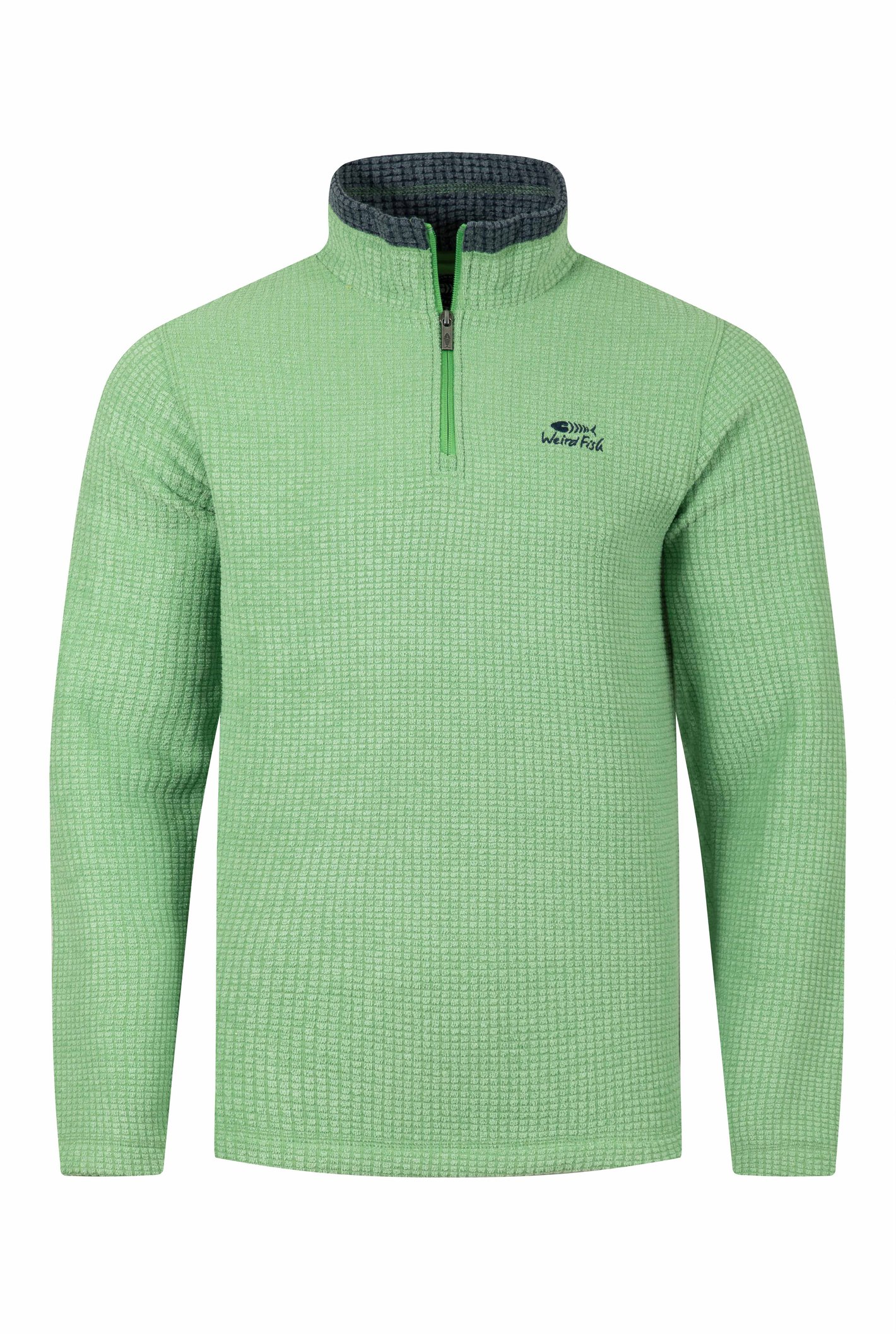 Weird Fish Newark 1/4 Zip Grid Fleece Grass Green