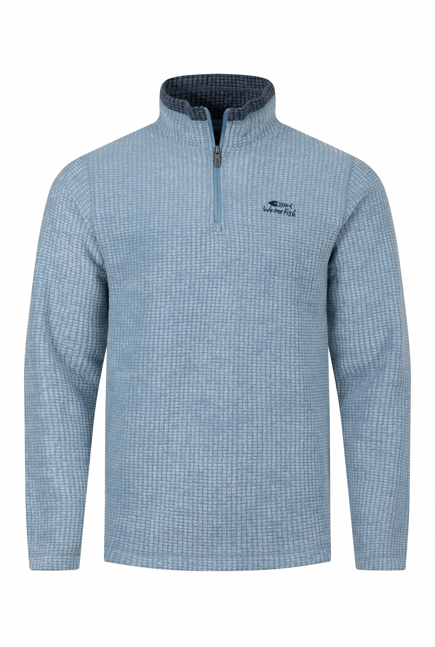 Weird Fish Newark 1/4 Zip Grid Fleece Light Blue