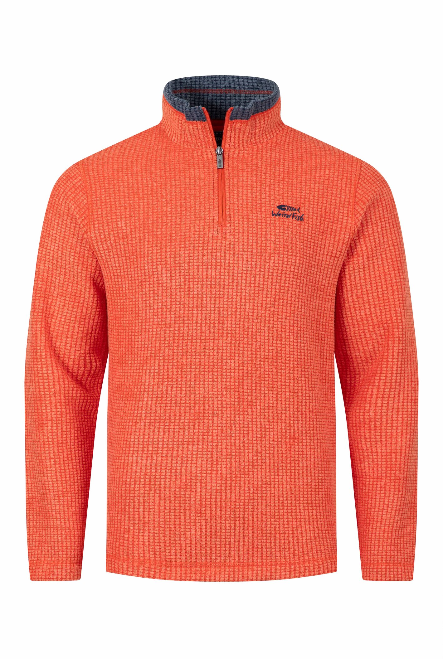 Weird Fish Newark 1/4 Zip Grid Fleece Orange Spice