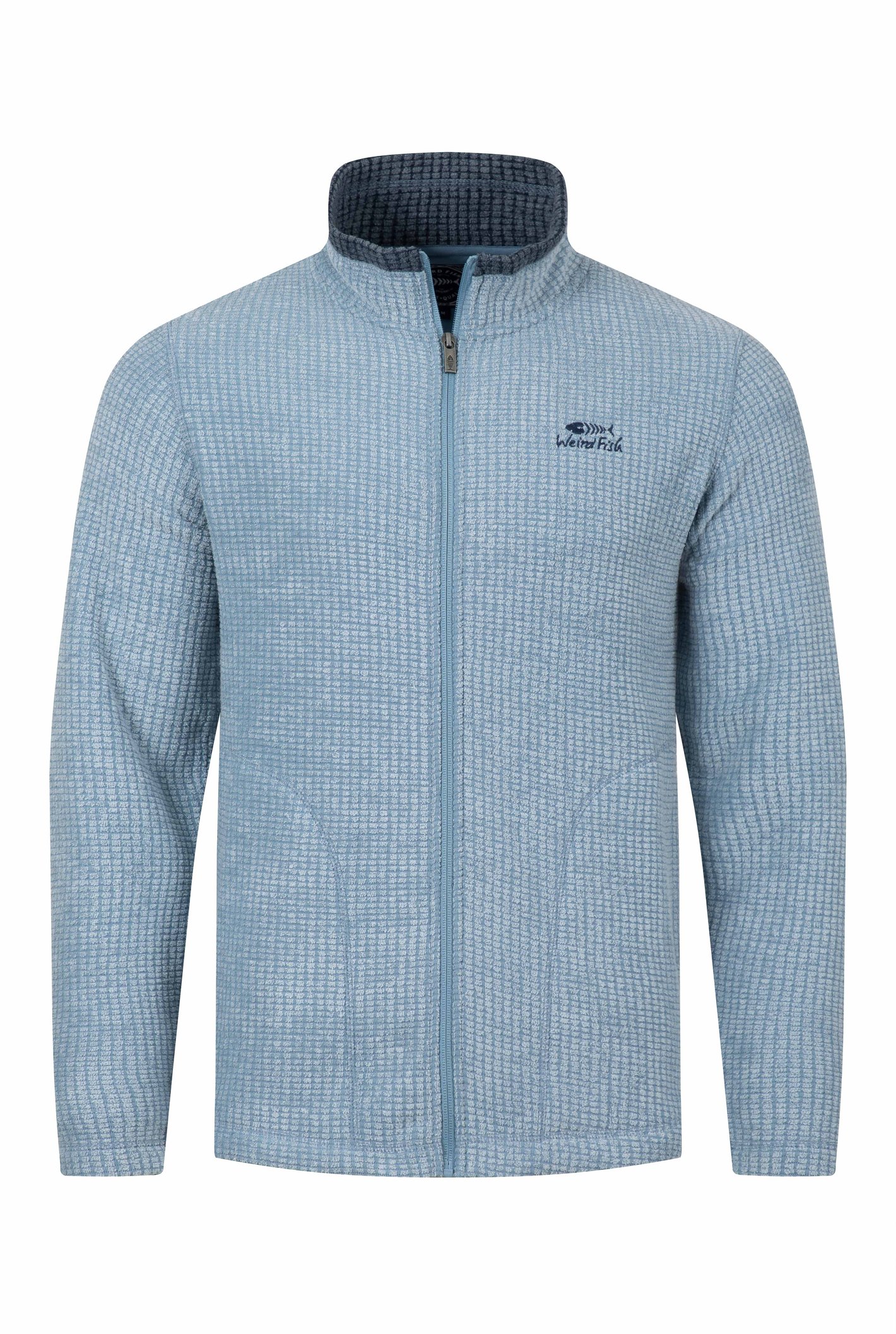 Weird Fish Shires Full Zip Grid Fleece Light Blue