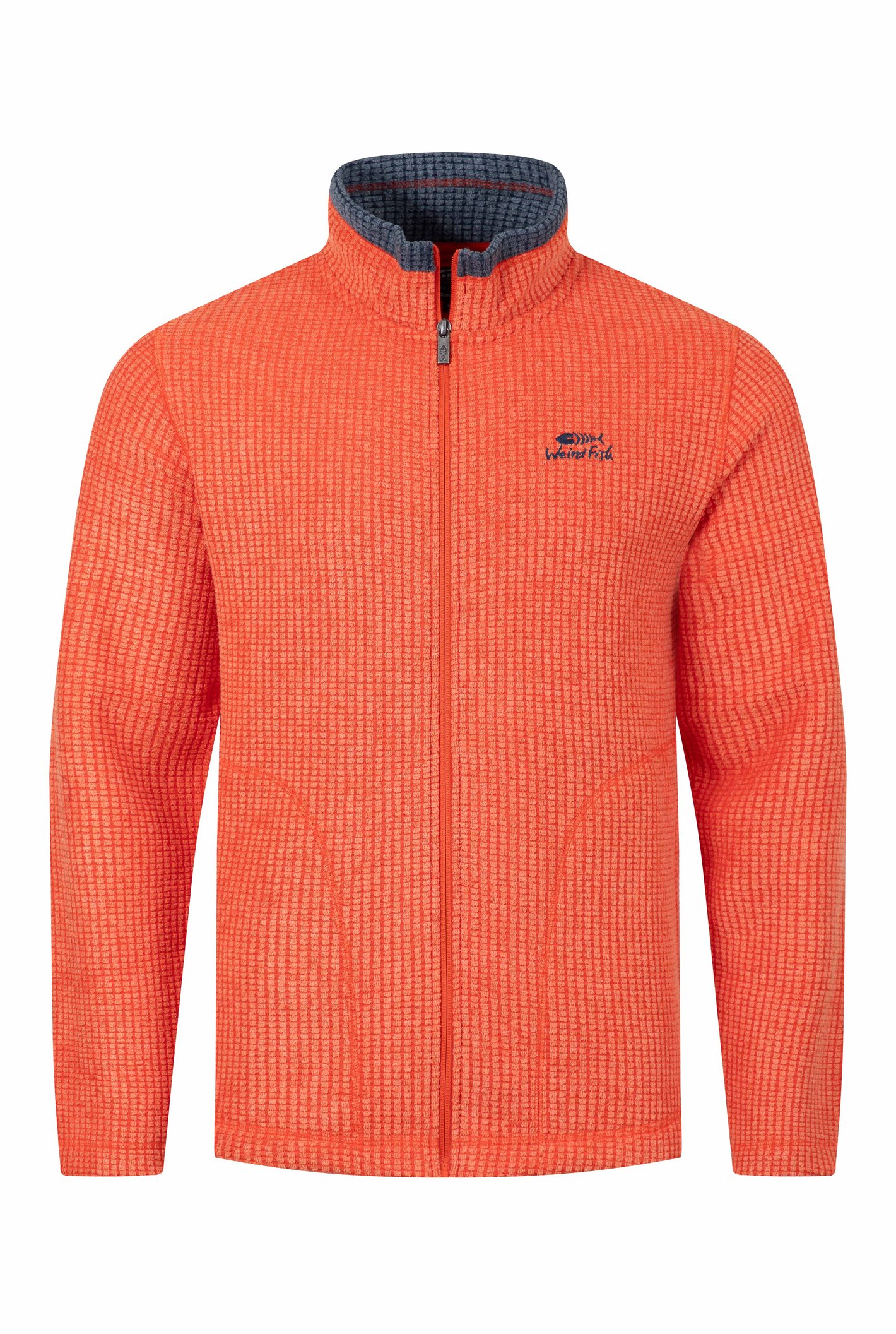 Weird Fish Shires Full Zip Grid Fleece Orange Spice Size XL