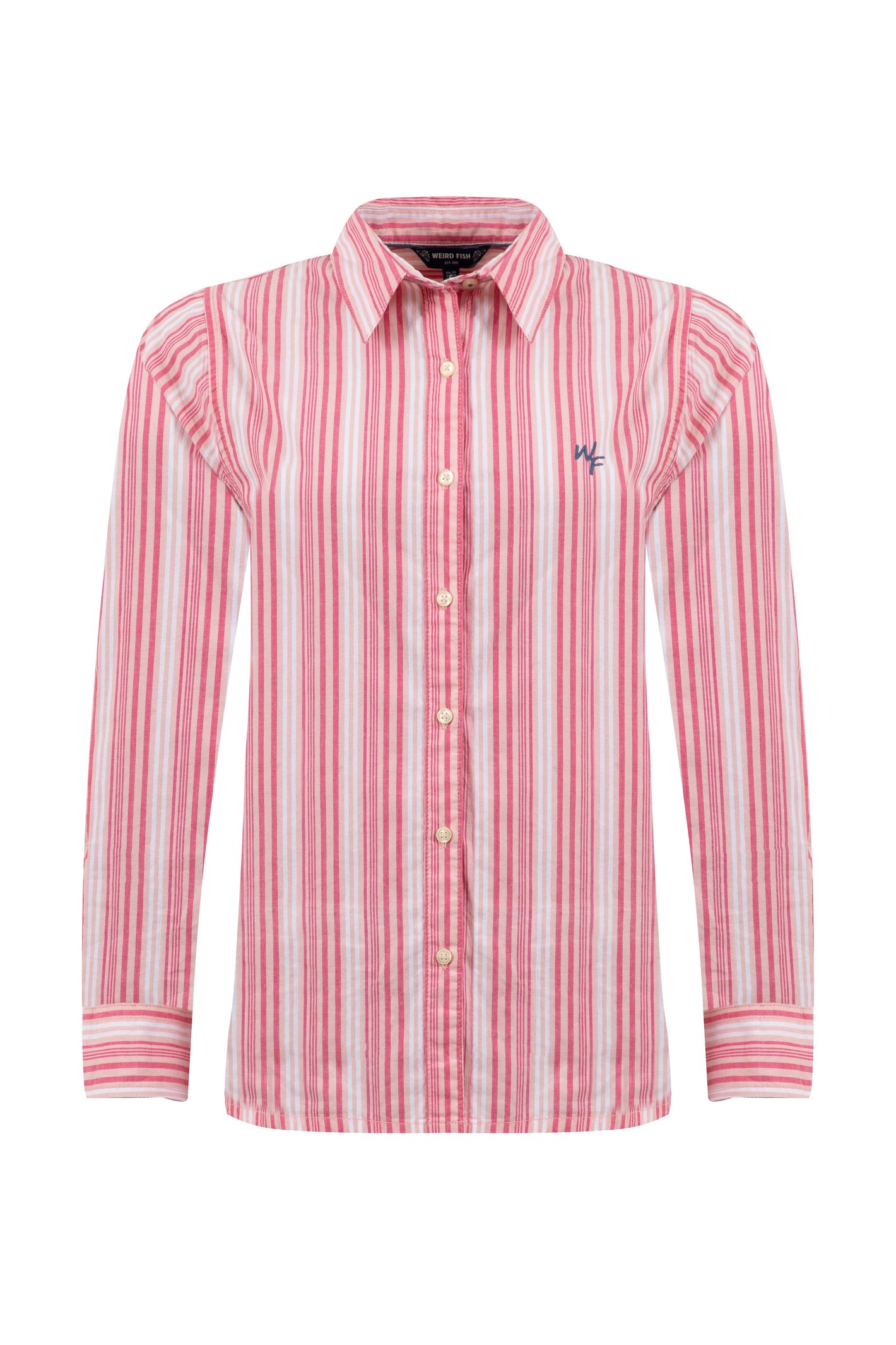 Weird Fish Roscoe Striped Boyfriend Shirt Flamingo