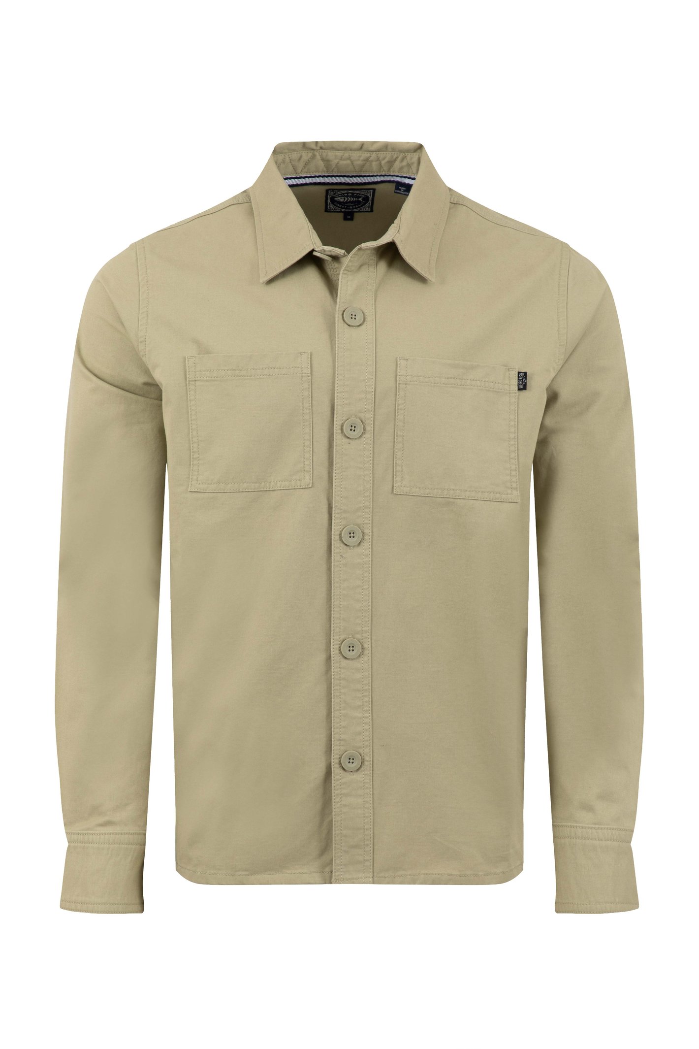 Weird Fish Bear Workwear Twill Overshirt Laurel Green