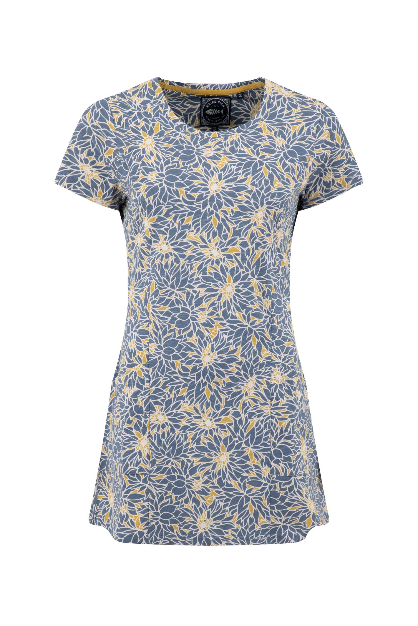 Weird Fish Sidra Printed Jersey Slub Tunic Faded Blue