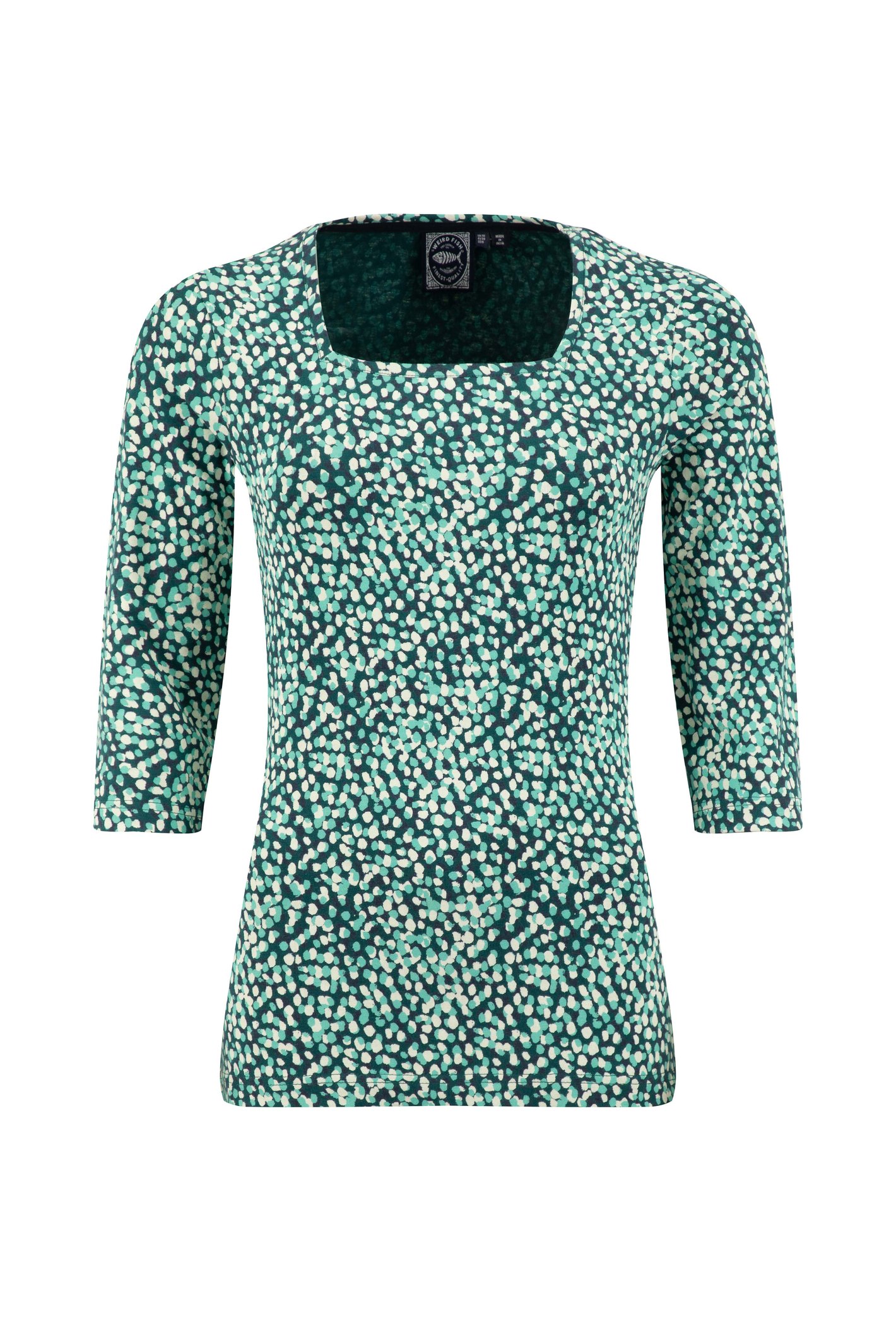 Weird Fish Wyman Printed Square Neck T-Shirt Deep Teal Size 8