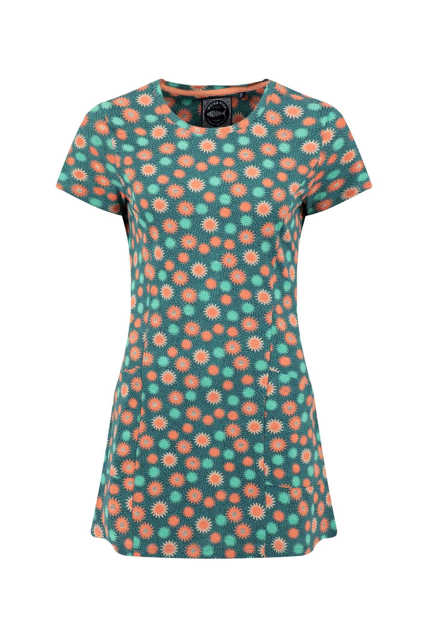 Weird Fish Sidra Printed Jersey Slub Tunic Viridis Size 10