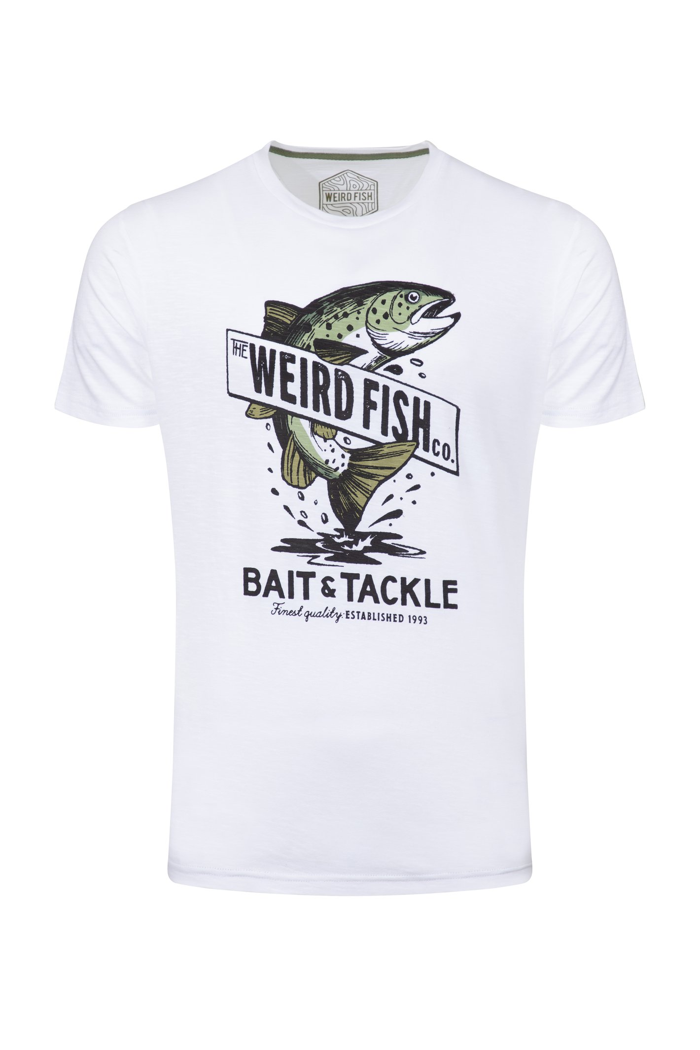 Weird Fish Bait and Tackle Front Print Graphic T-Shirt White