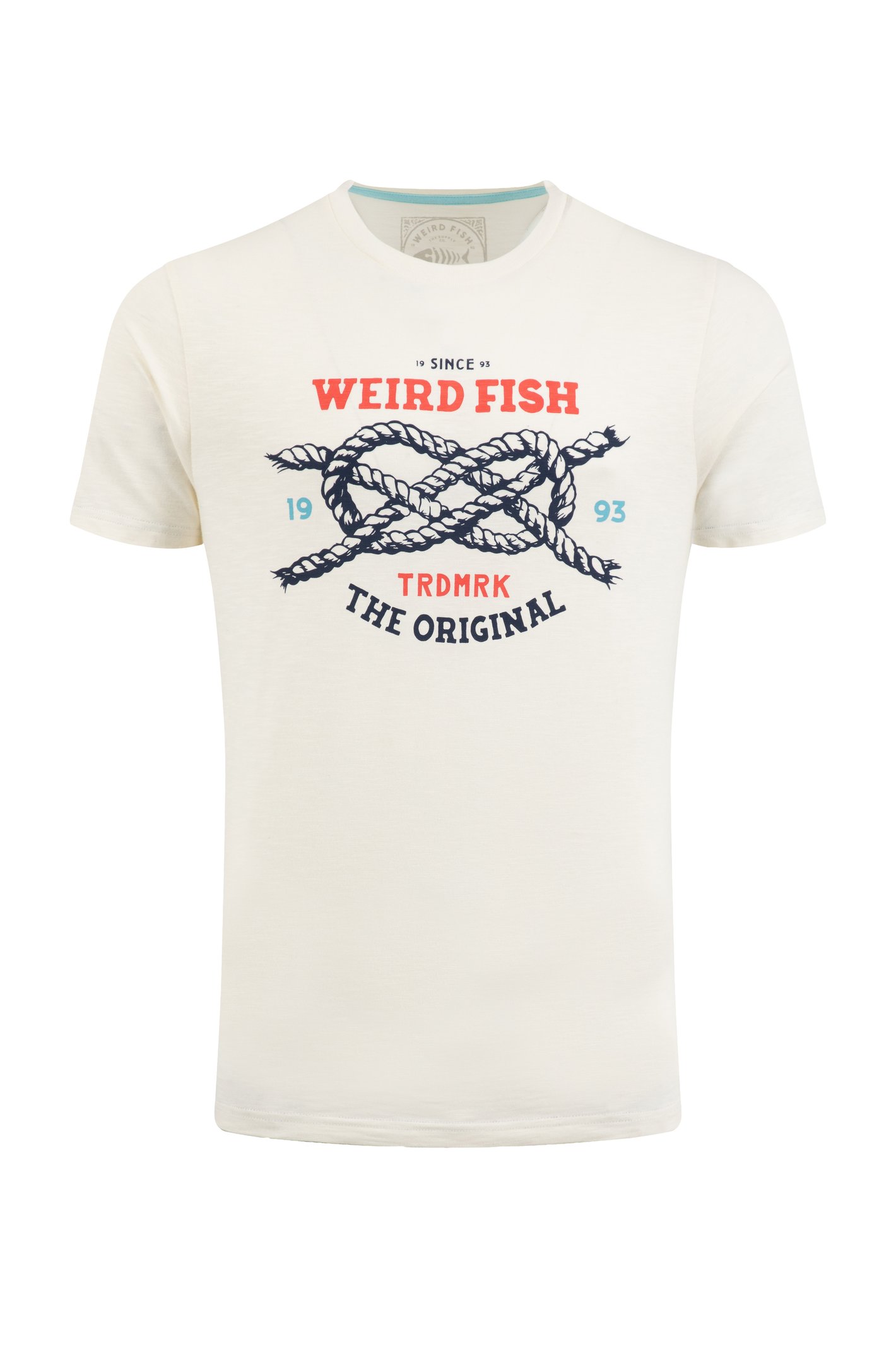 Weird Fish Cast Off Front Print Graphic T-Shirt Dusty White