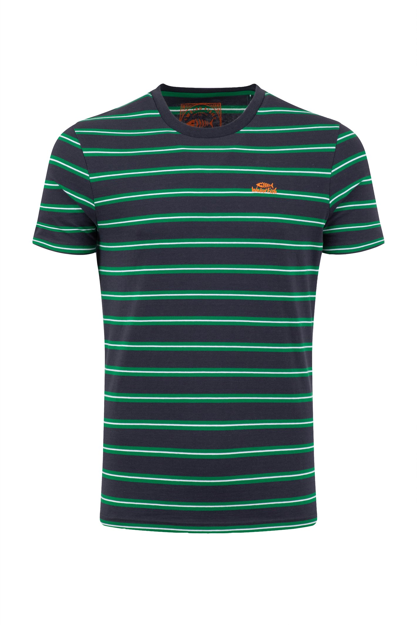 Weird Fish Finn Striped Branded T-Shirt Heritage Green