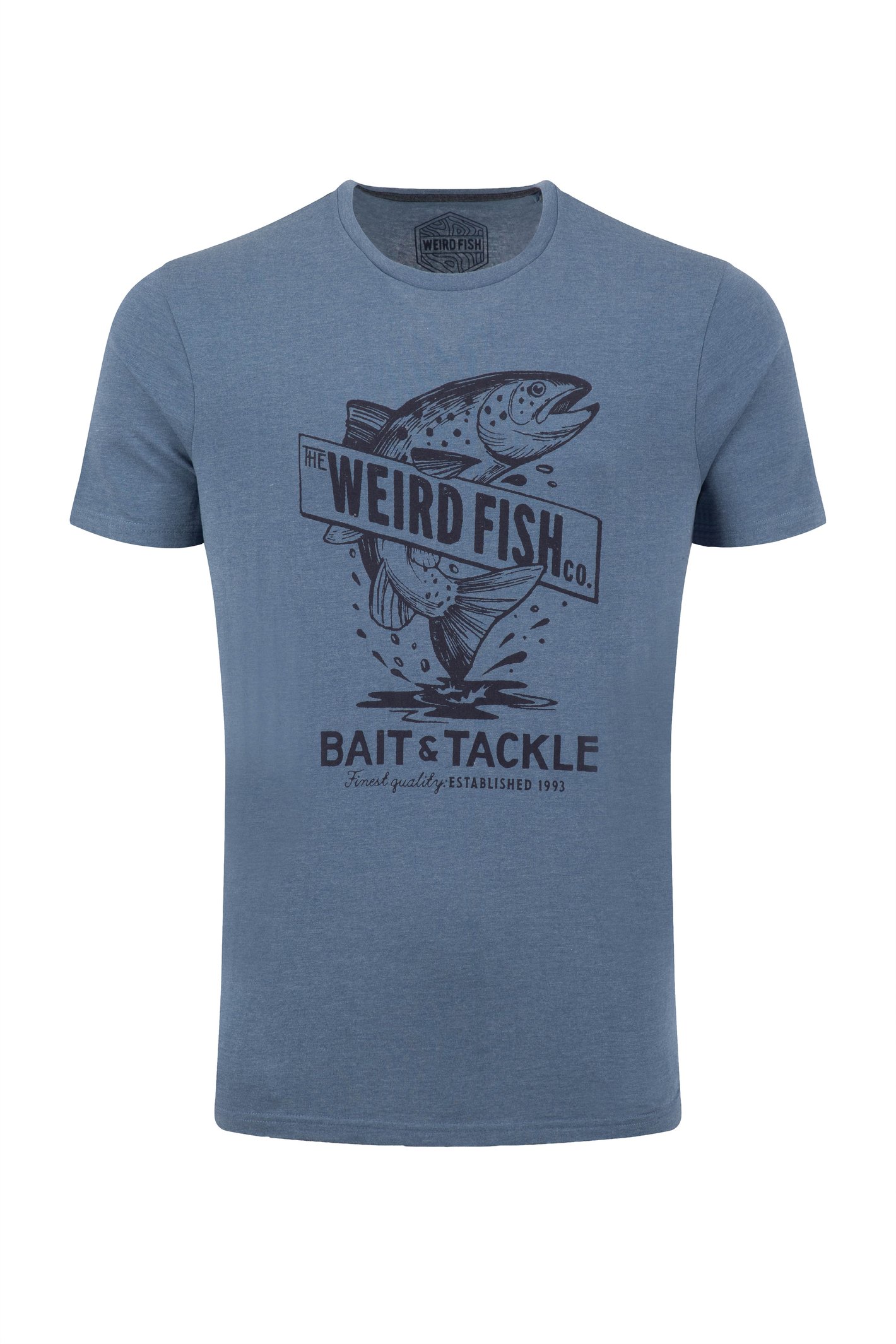 Weird Fish Leaping Fish Front Print Graphic T-Shirt Faded Blue