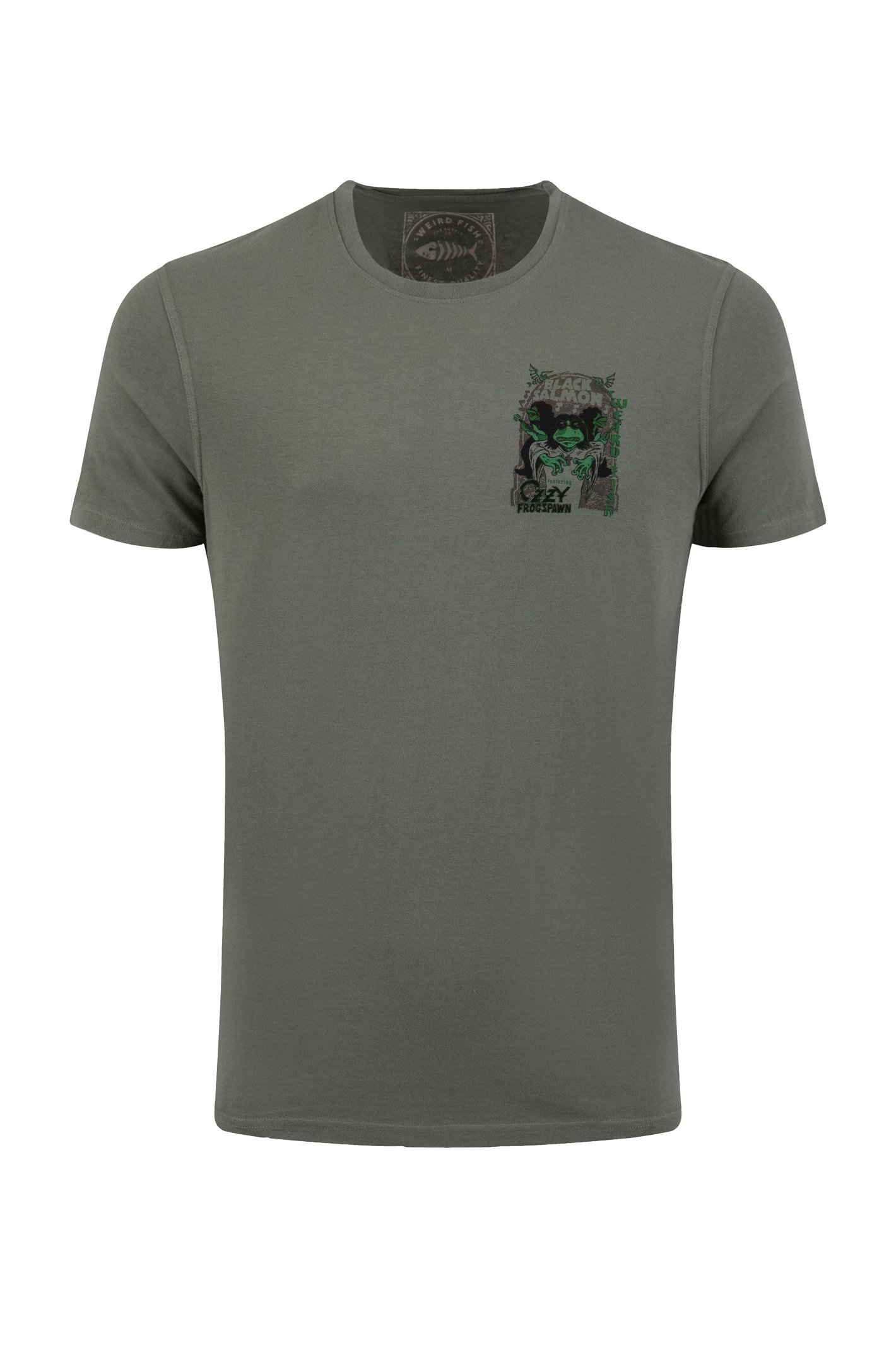 Weird Fish Black Salmon Back Print Artist T-Shirt Storm Grey
