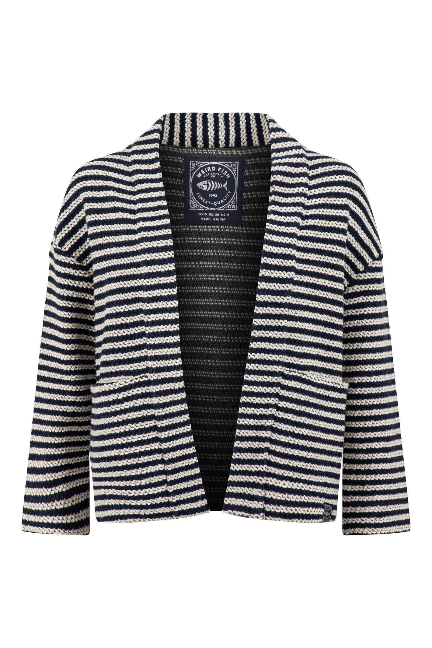 Weird Fish Arlow Striped Macaroni Kimono Cardigan Ecru