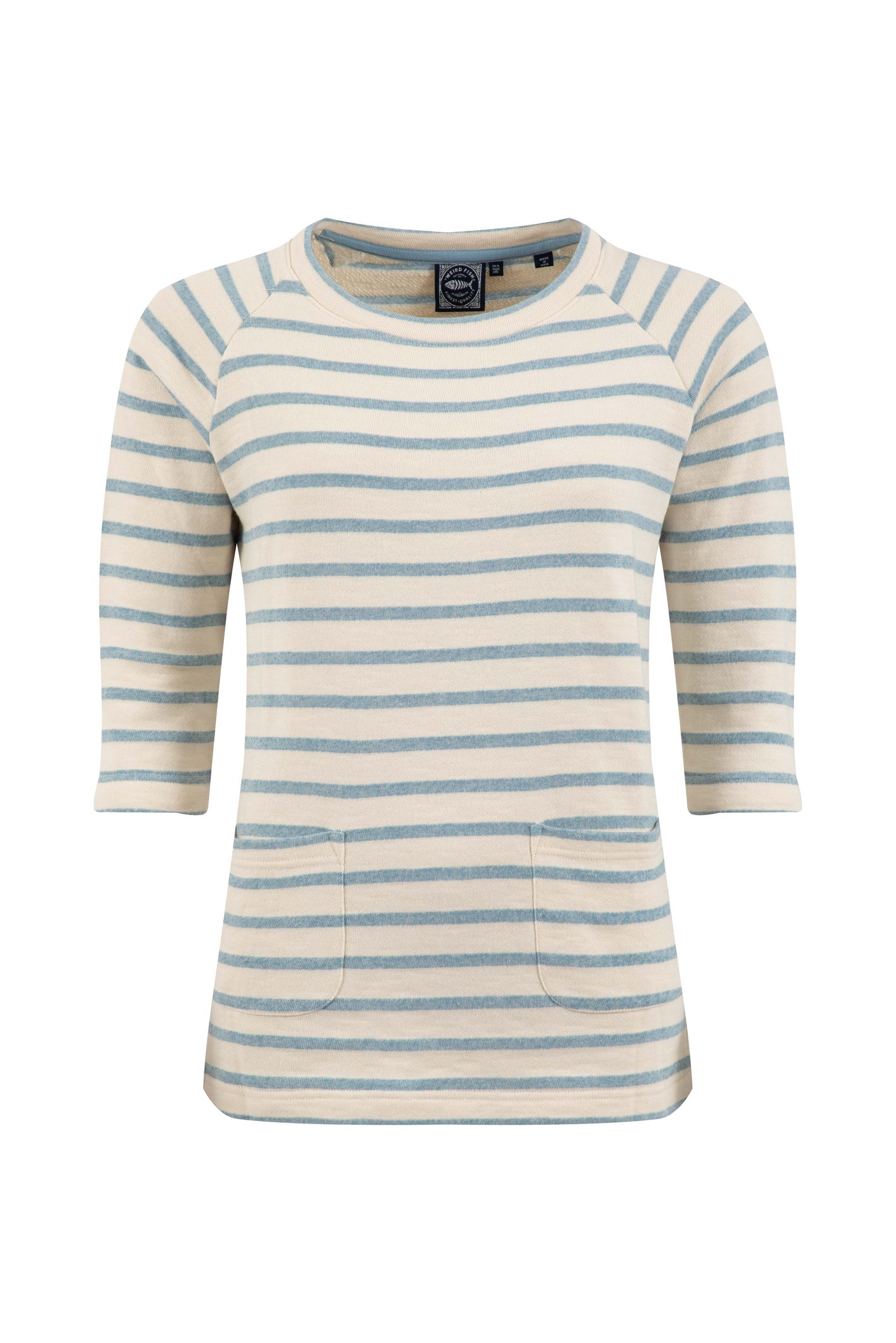 Weird Fish Ives Loopback Stripe Tunic Top Pale Denim