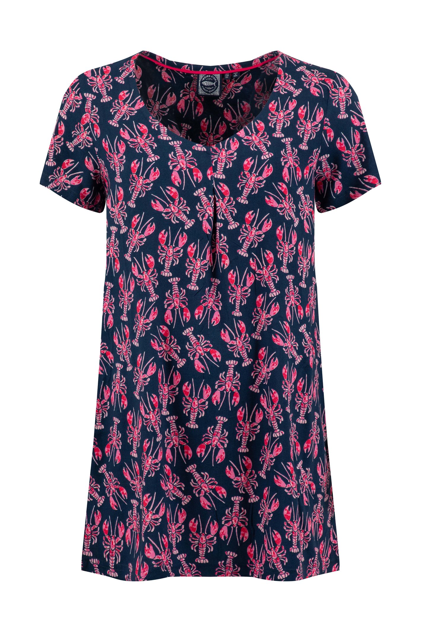 Weird Fish Nuri Printed Viscose Tunic Mid Navy