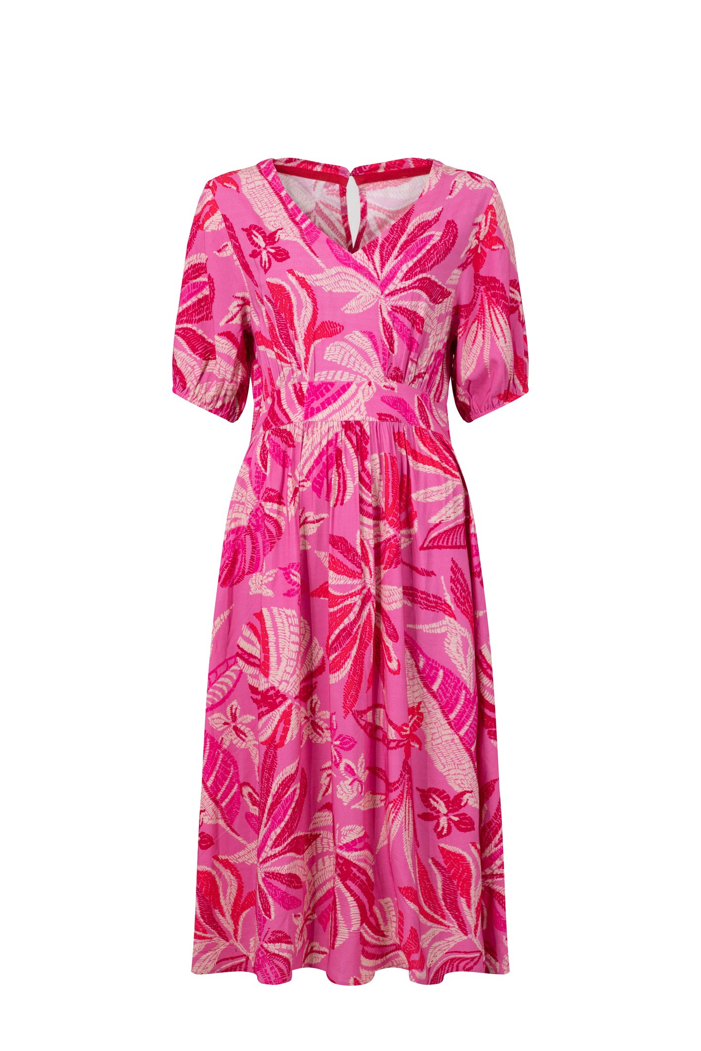Weird Fish Dilsha Printed Midi Dress Hot Pink