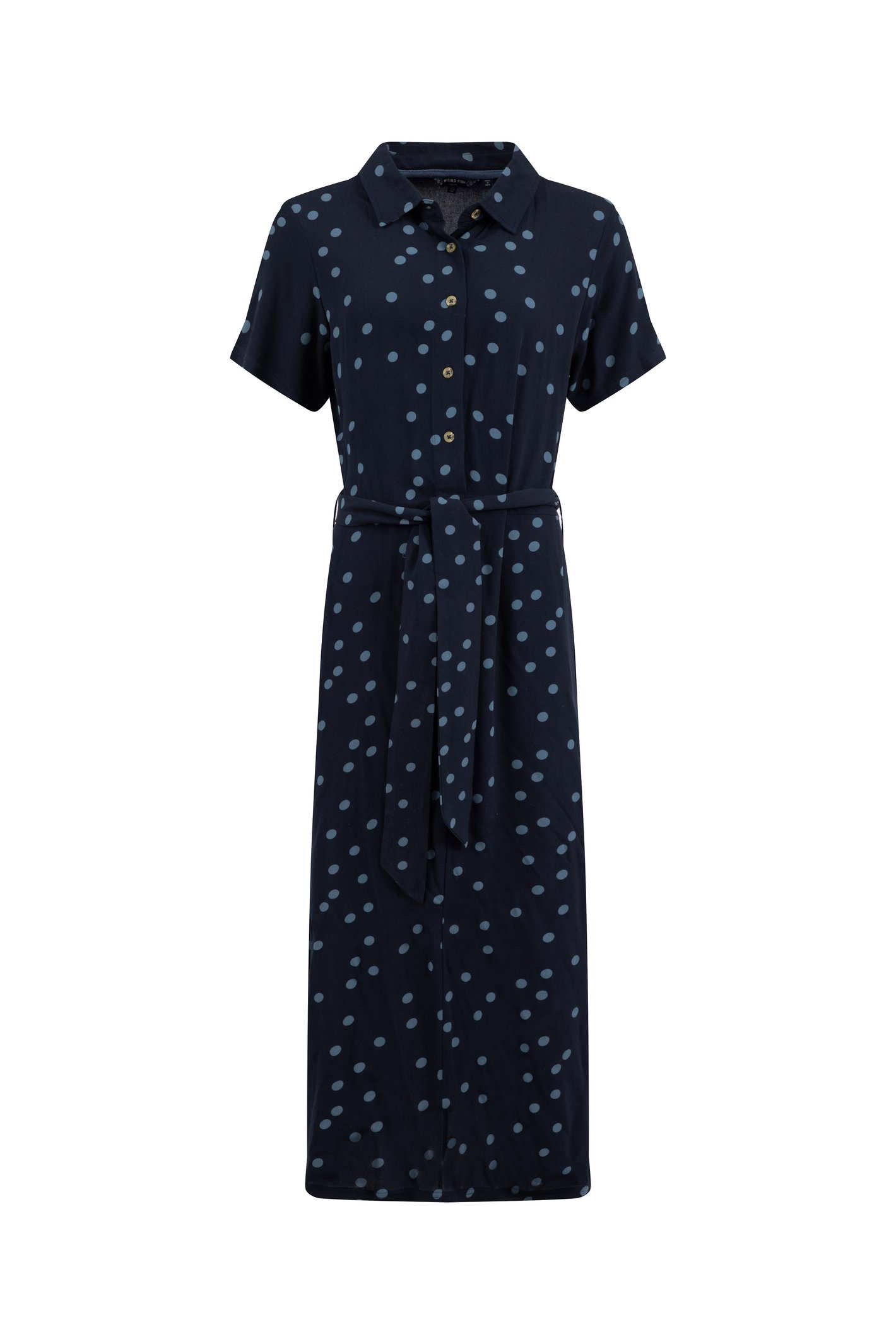 Weird Fish Neem Printed Shirt Dress Navy Blue