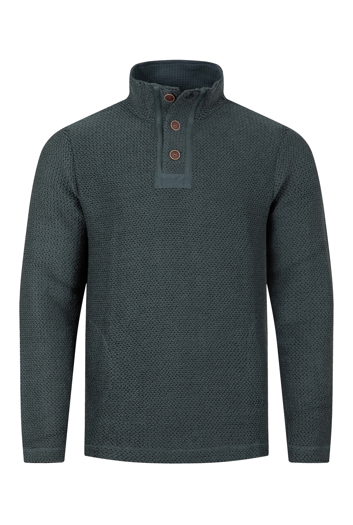 Weird Fish Sandon Button Neck Macaroni Sweatshirt Navy