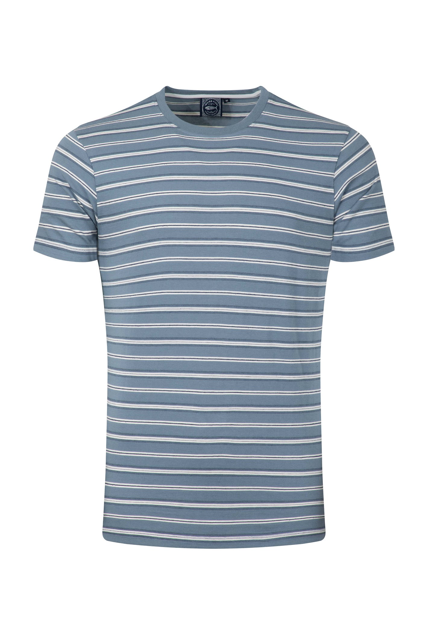 Weird Fish Jefferson Textured Stripe T-Shirt Blue Mirage