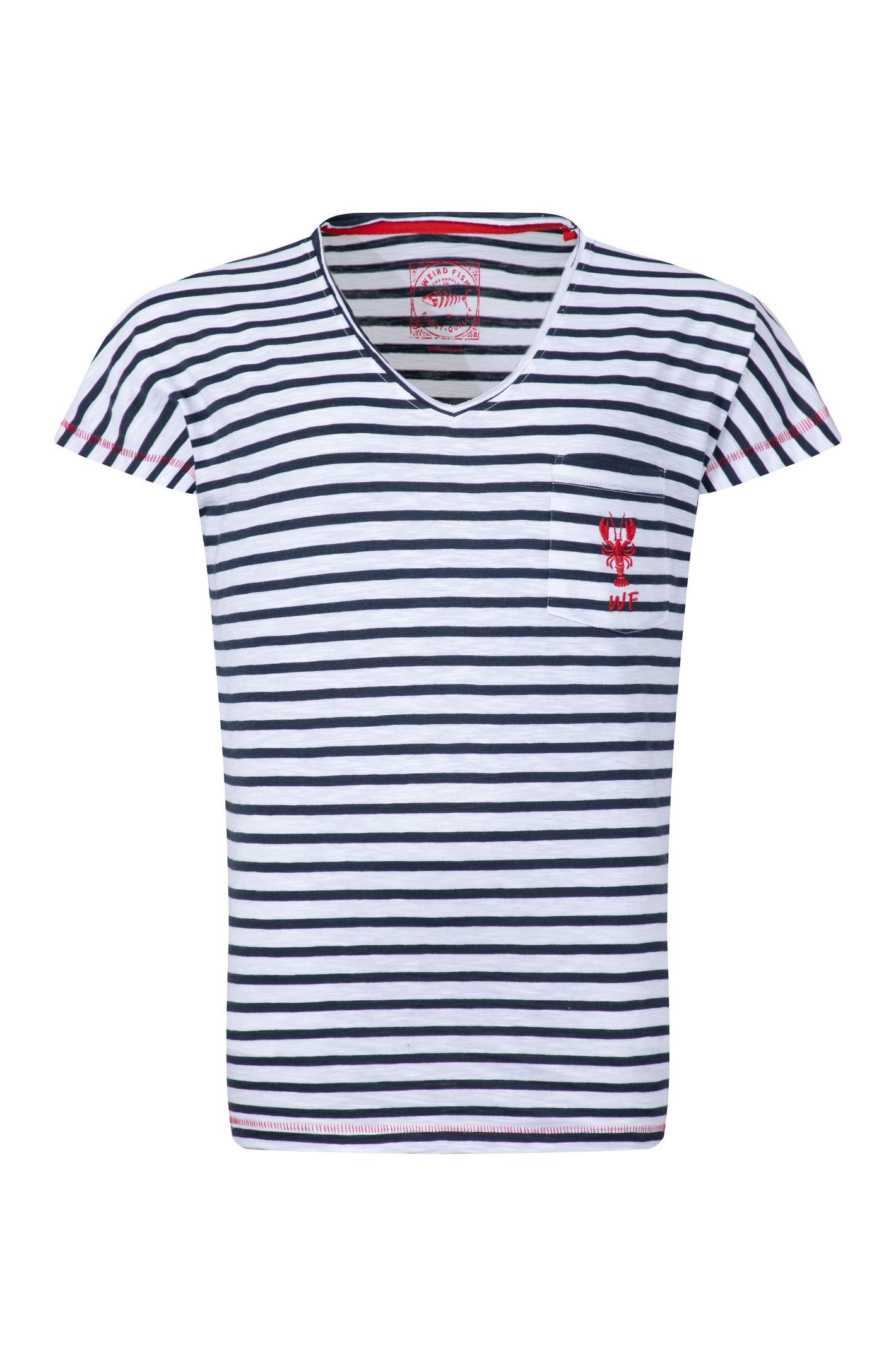 Weird Fish Liora Embroidered Pocket T-Shirt Navy