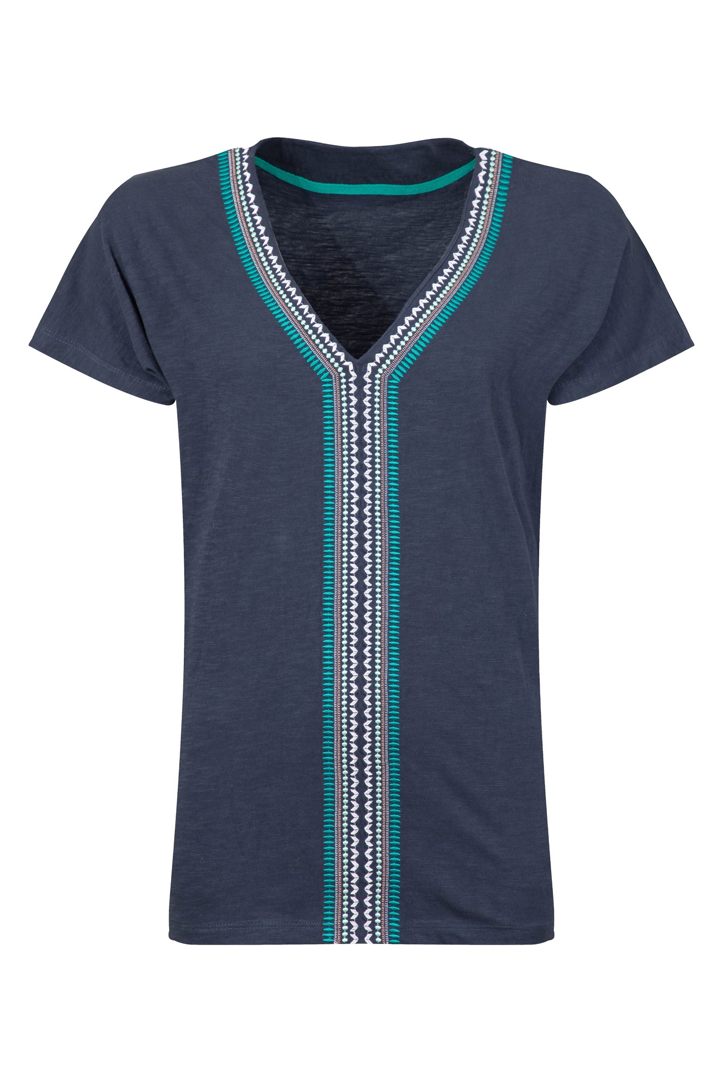 Weird Fish Lomie Embroidered T-Shirt Navy