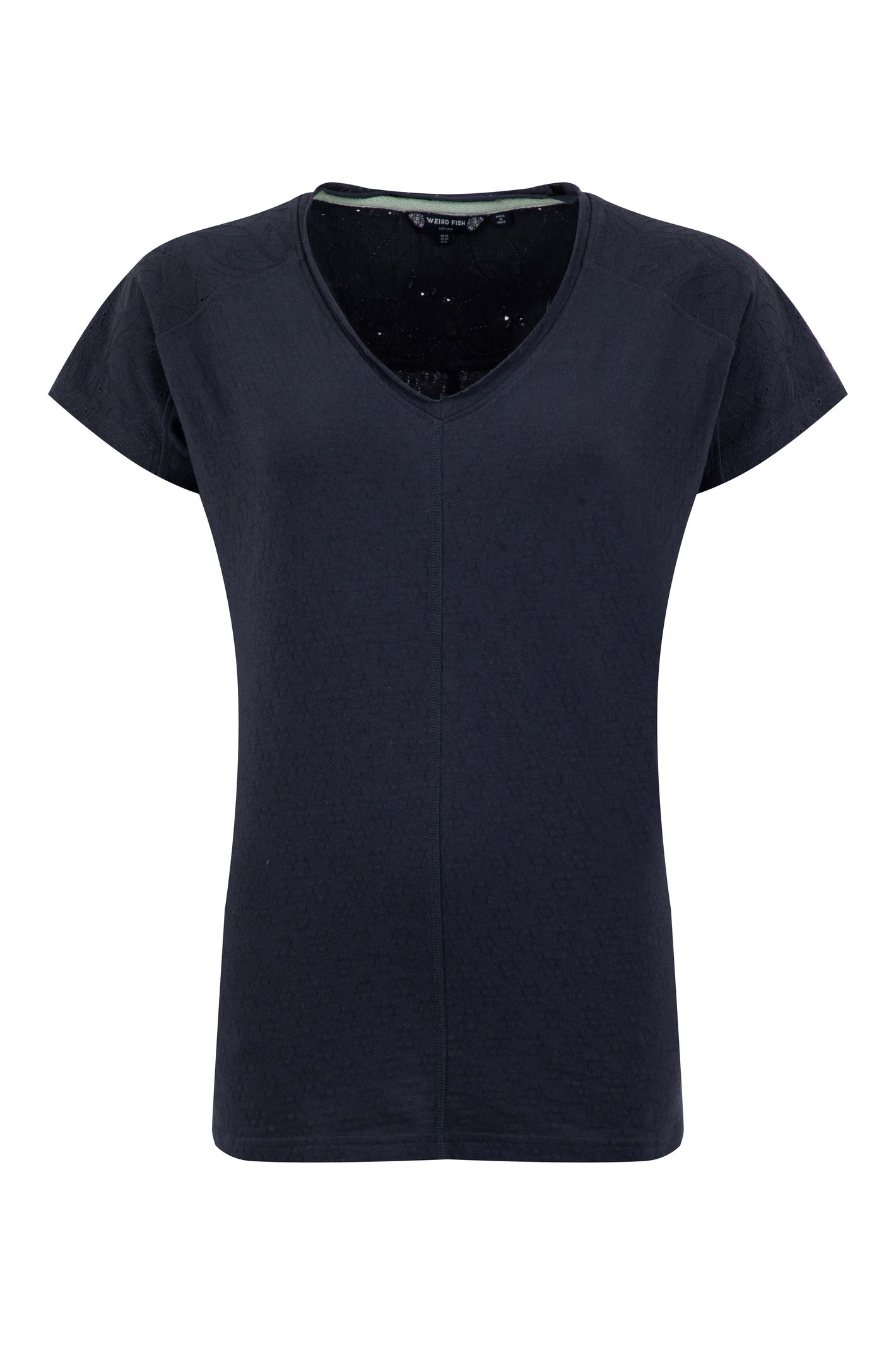 Weird Fish Milne Jersey Dobby T-Shirt Navy