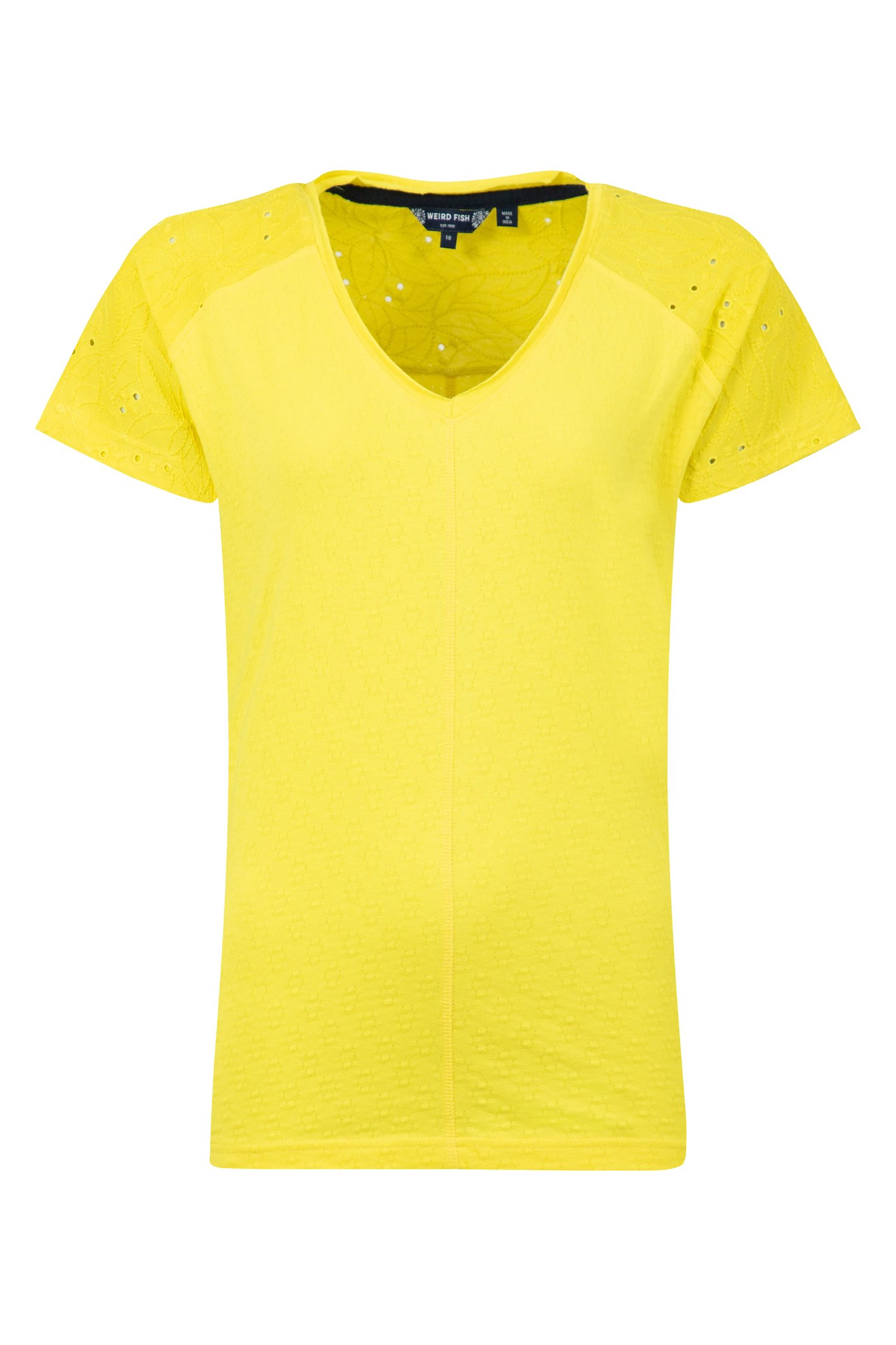 Weird Fish Milne Jersey Dobby T-Shirt Yellow Iris