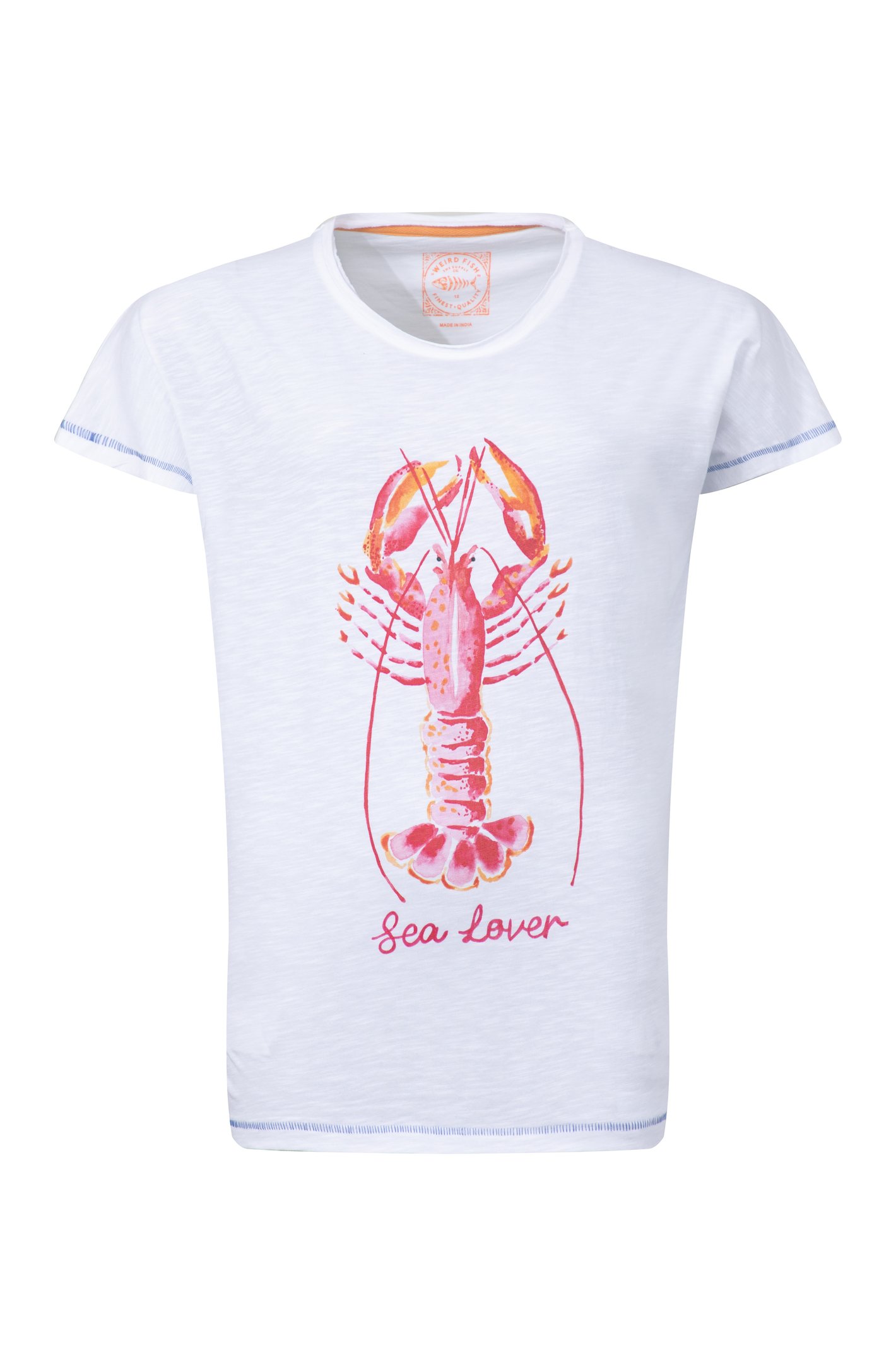 Weird Fish Sea Lover Lobster Front Print Graphic T-Shirt White