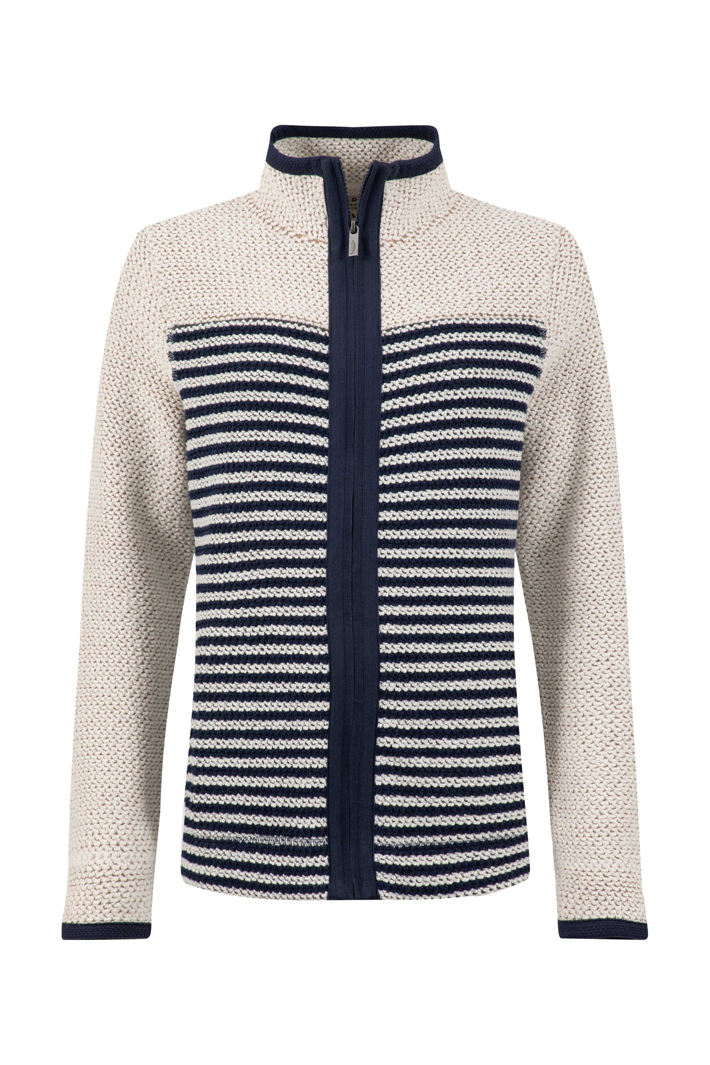 Weird Fish Zoe Full Zip Striped Colour Block Macaroni Sweatshirt Ecru