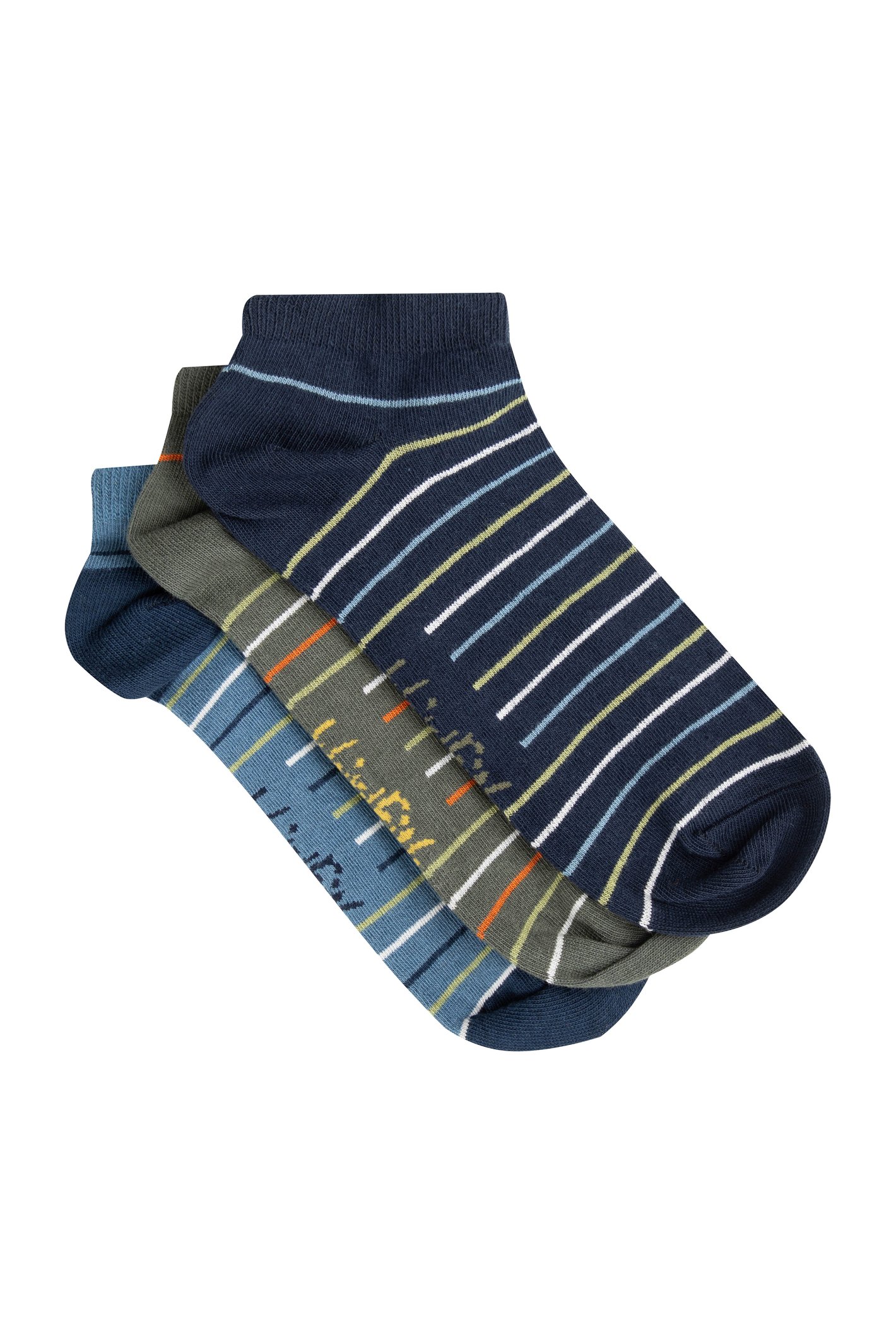 Weird Fish Rolph Trainer Socks 3 Pack Washed Blue-11
