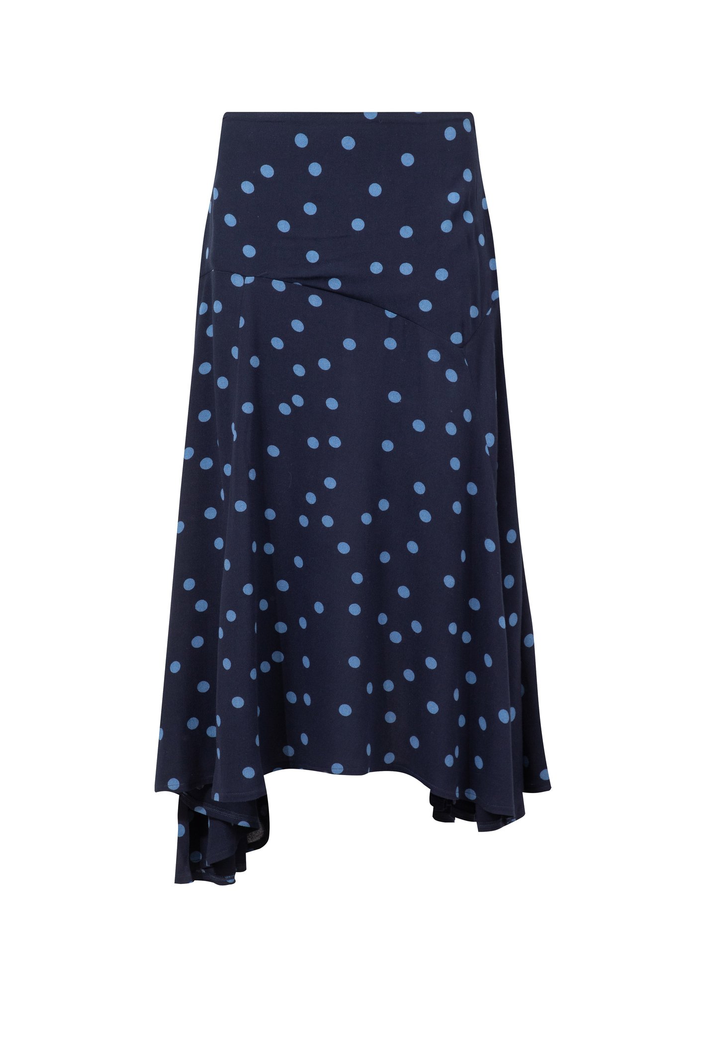 Weird Fish Florino Printed Asymmetric Slit Skirt Navy Blue Size 12