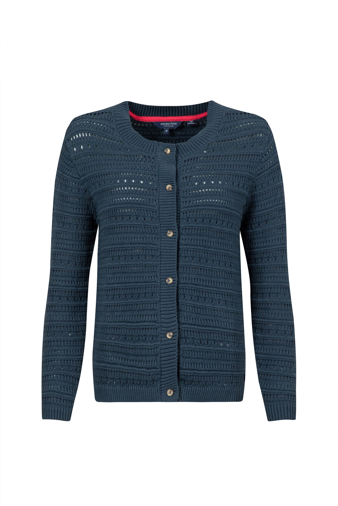 Weird Fish Avelina Pointelle Cardigan Navy
