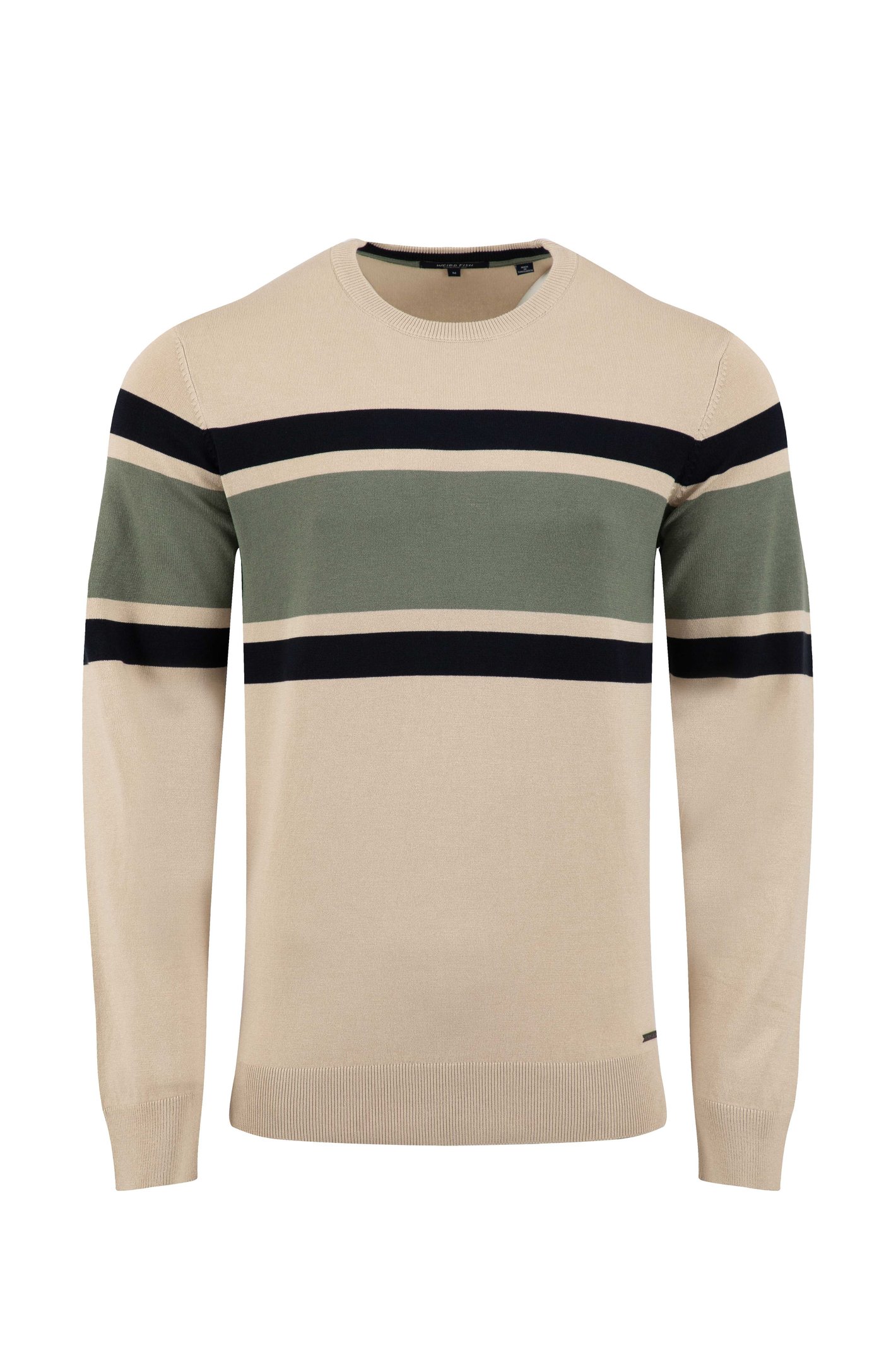 Weird Fish Ryker Stripe Crew Neck Jumper Oyster Size XL