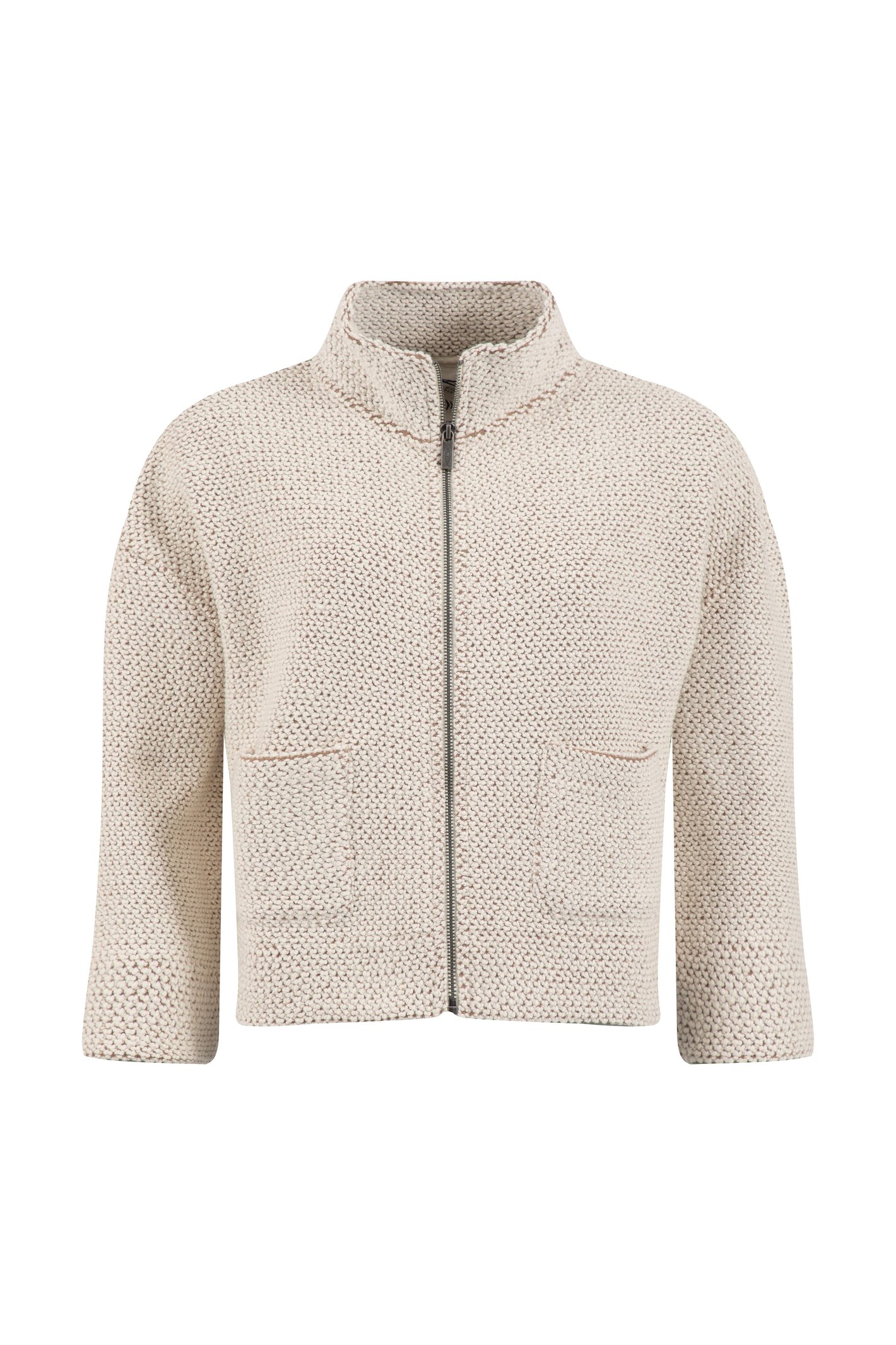 Weird Fish Emily Full Zip Cropped Macaroni Sweatshirt Jacket Ecru