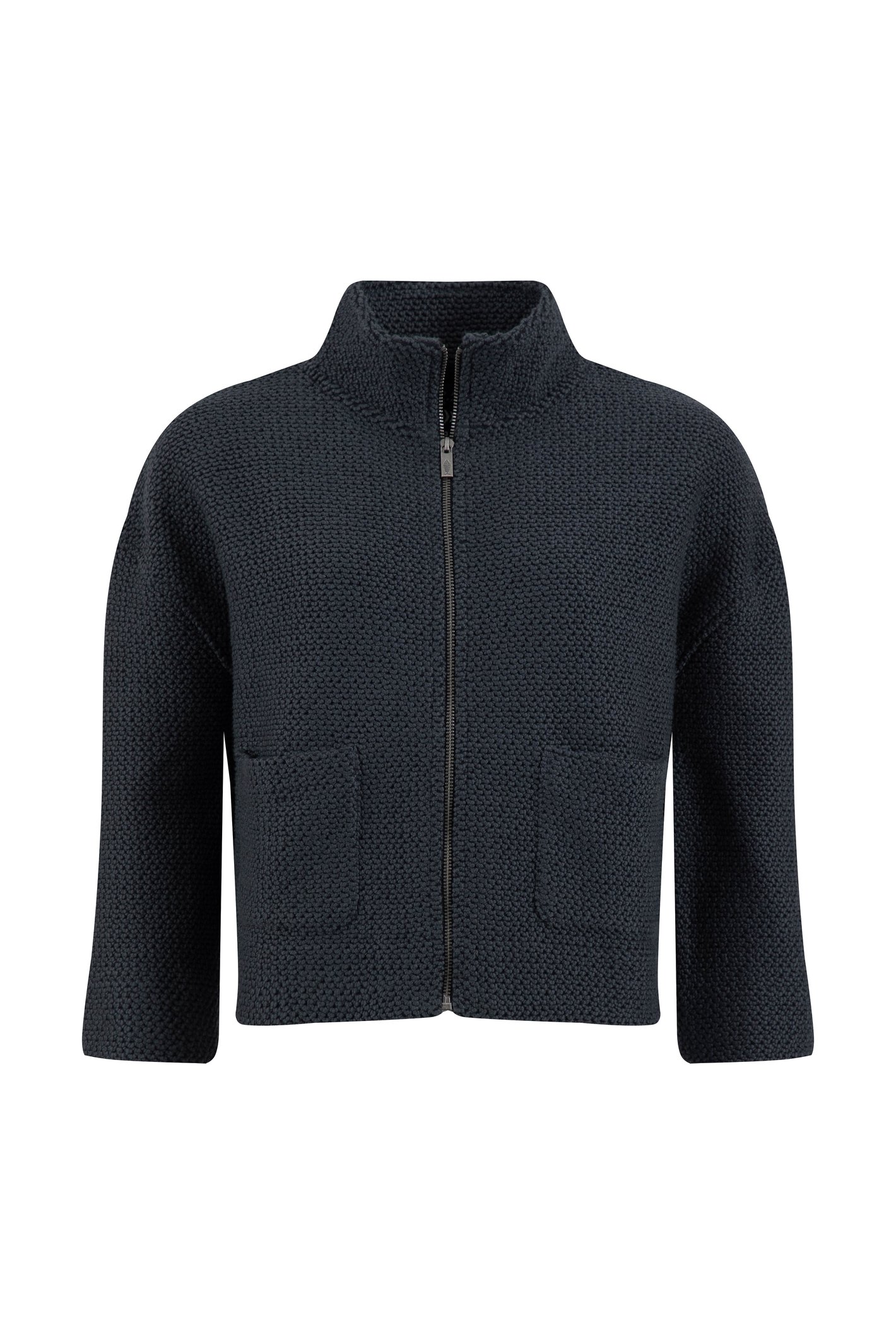Weird Fish Emily Full Zip Cropped Macaroni Sweatshirt Jacket Navy