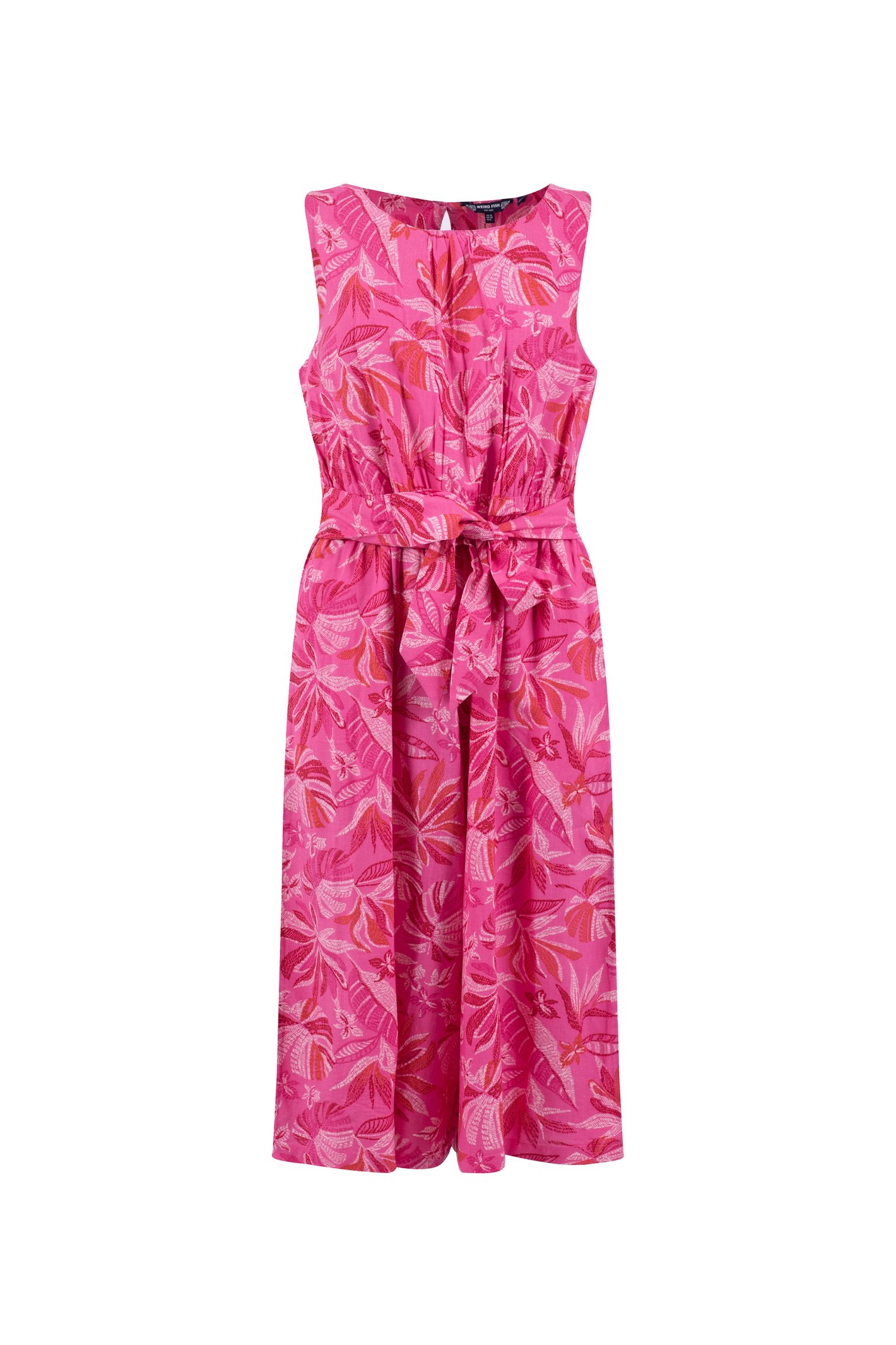 Weird Fish Nalani Printed Viscose Jumpsuit Hot Pink