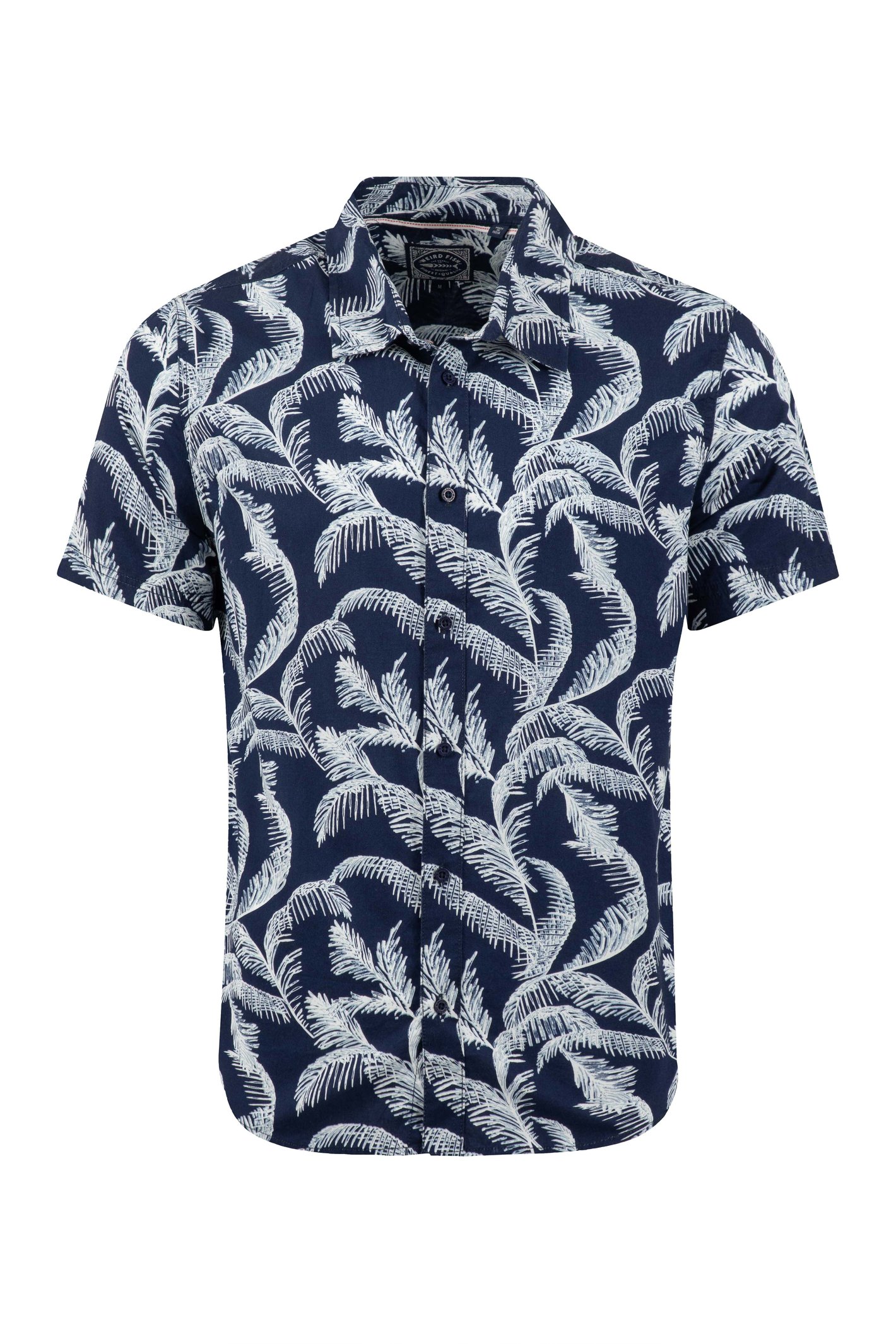 Weird Fish Avondale Short Sleeve Printed Shirt Dark Blue