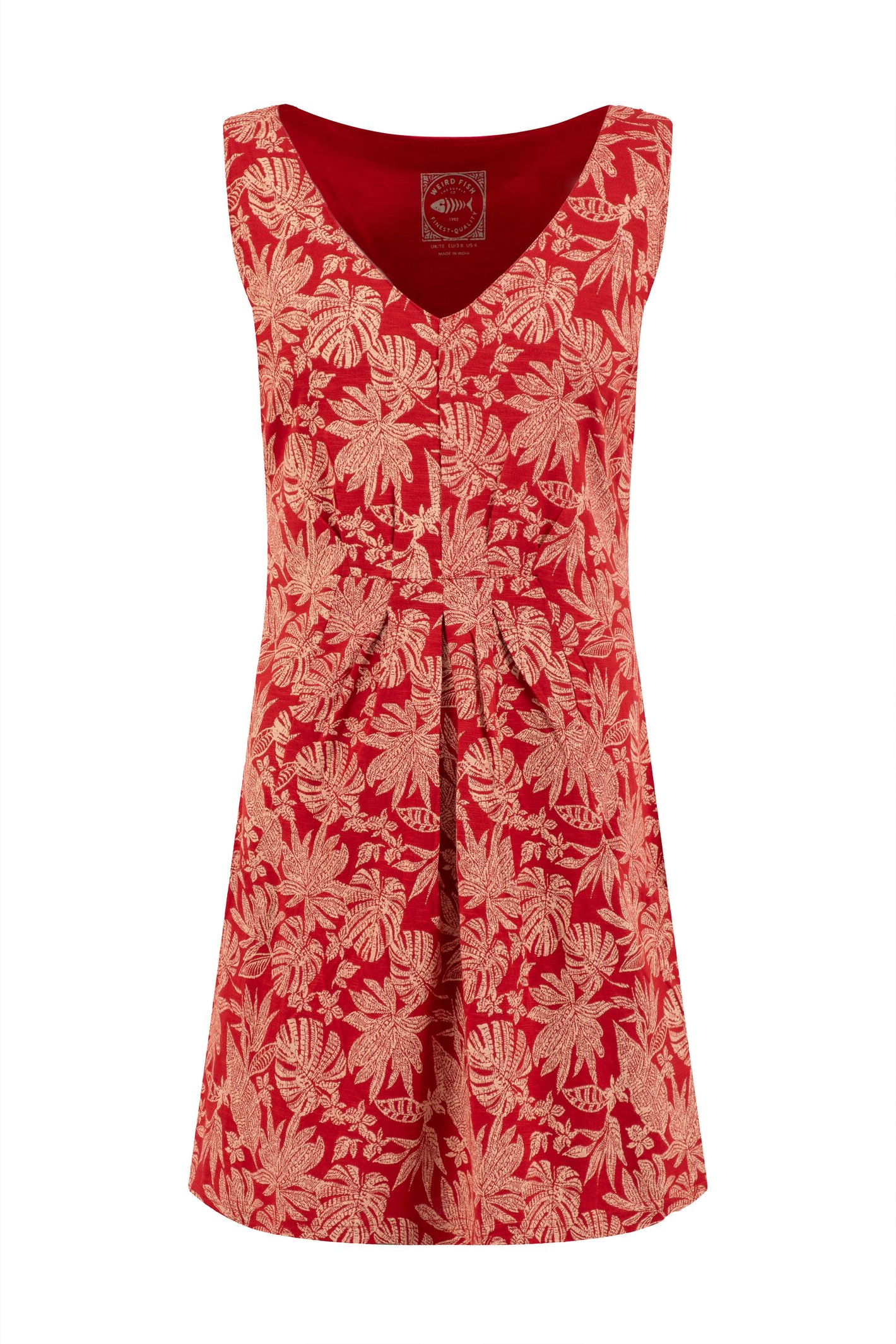 Weird Fish Indus Printed Jersey Tunic Tomato Red