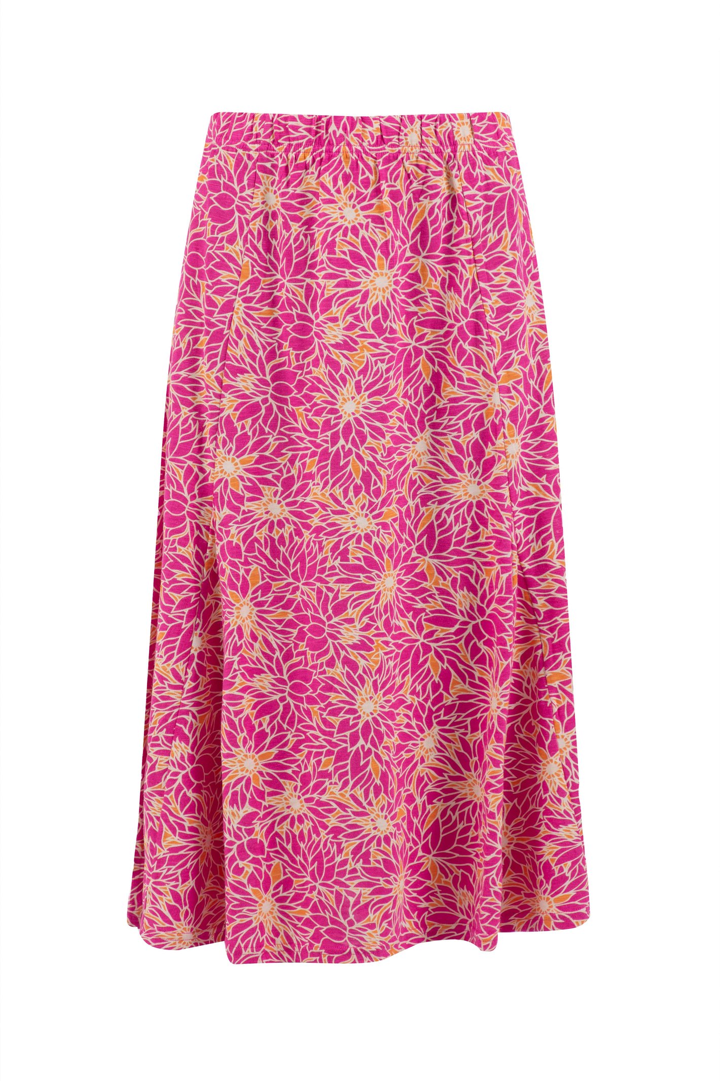 Weird Fish Romaro Printed Jersey Midi Skirt Gerbera Size 22