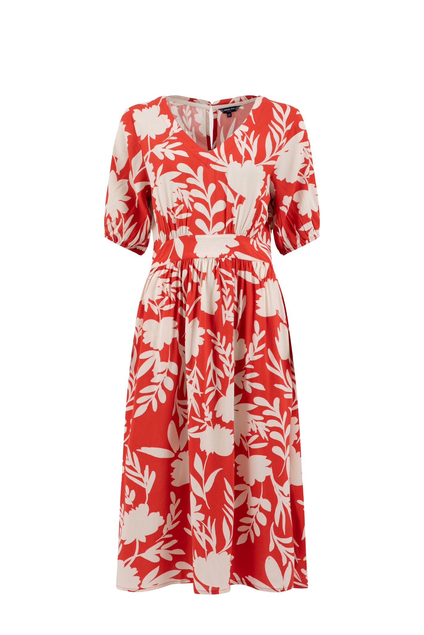 Weird Fish Dilsha Printed Midi Dress Radical Red