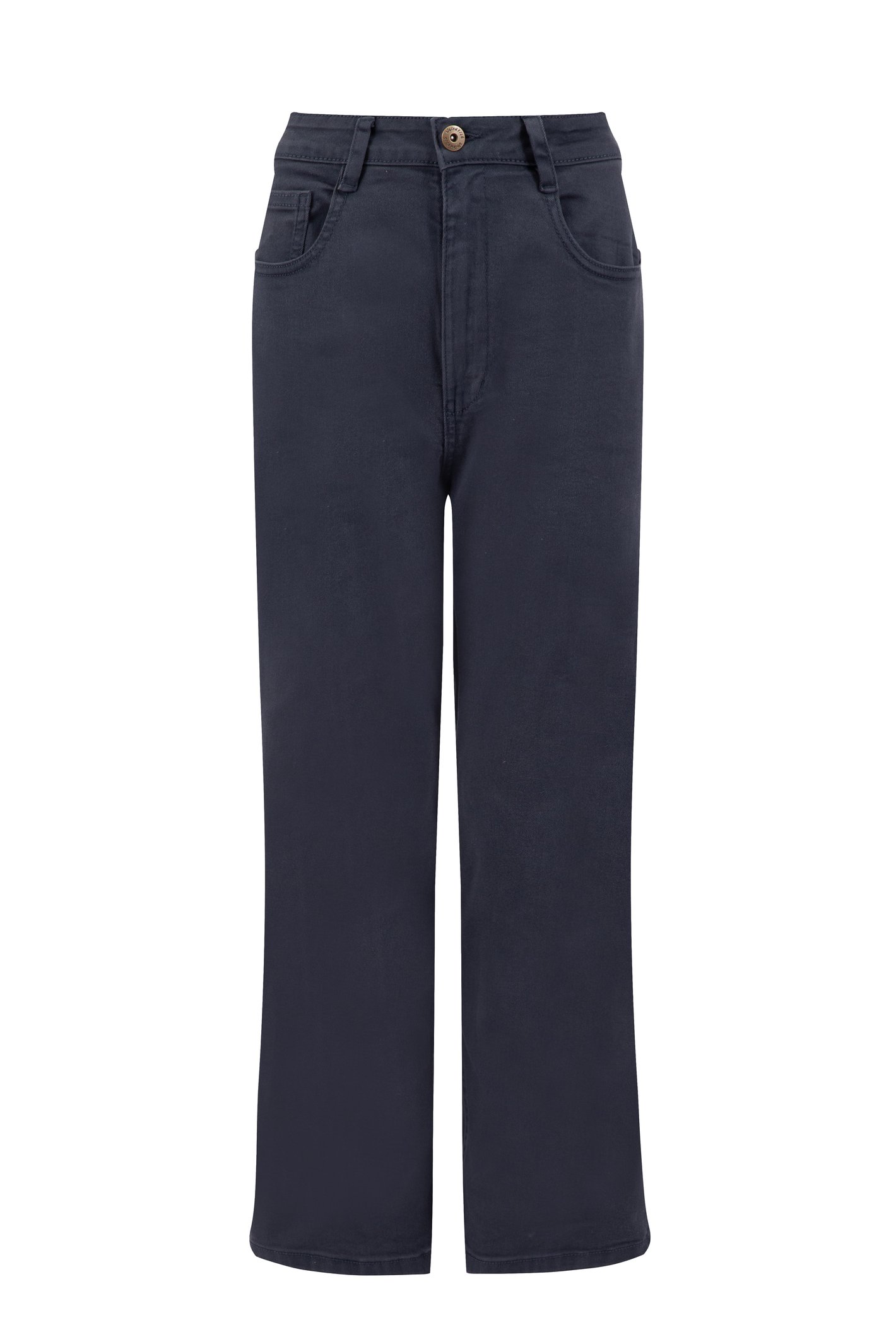 Weird Fish Soulina Wide Leg Cropped Denim Jeans Navy