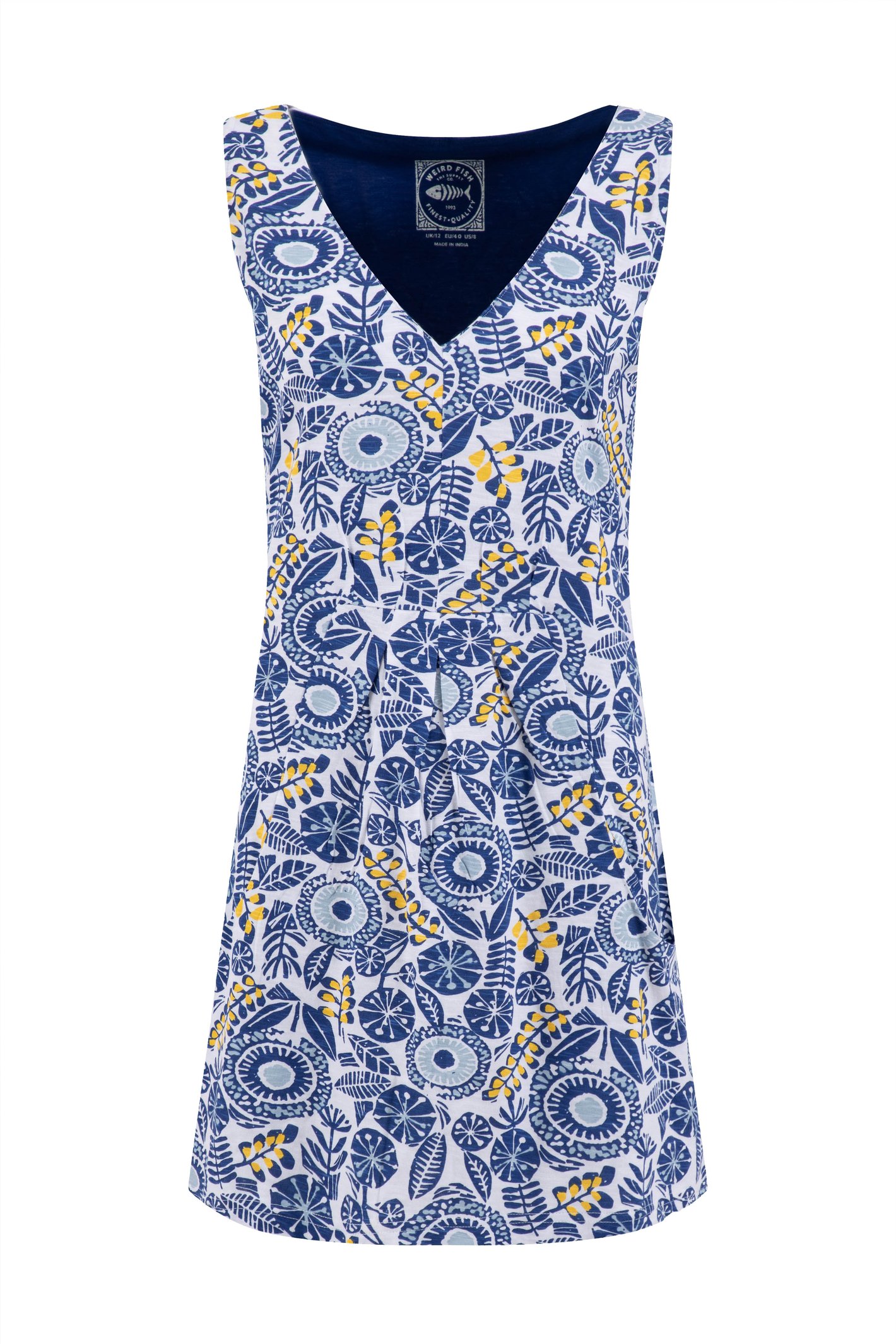 Weird Fish Indus Printed Jersey Tunic Blue Sapphire