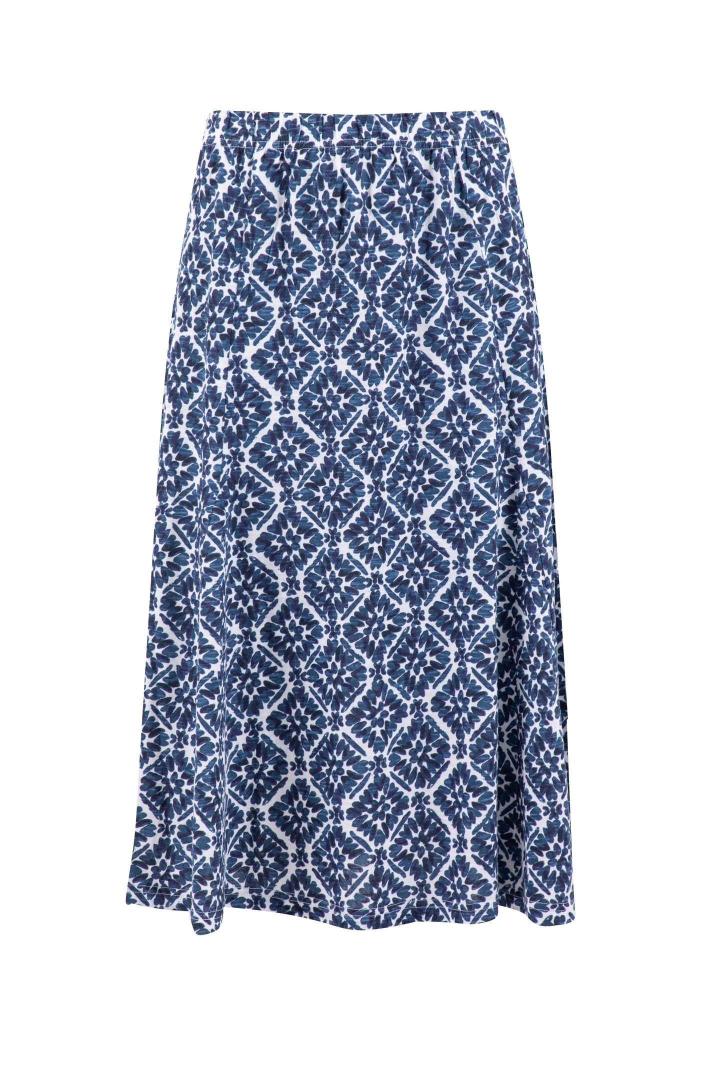 Weird Fish Romaro Printed Jersey Midi Skirt Twilight