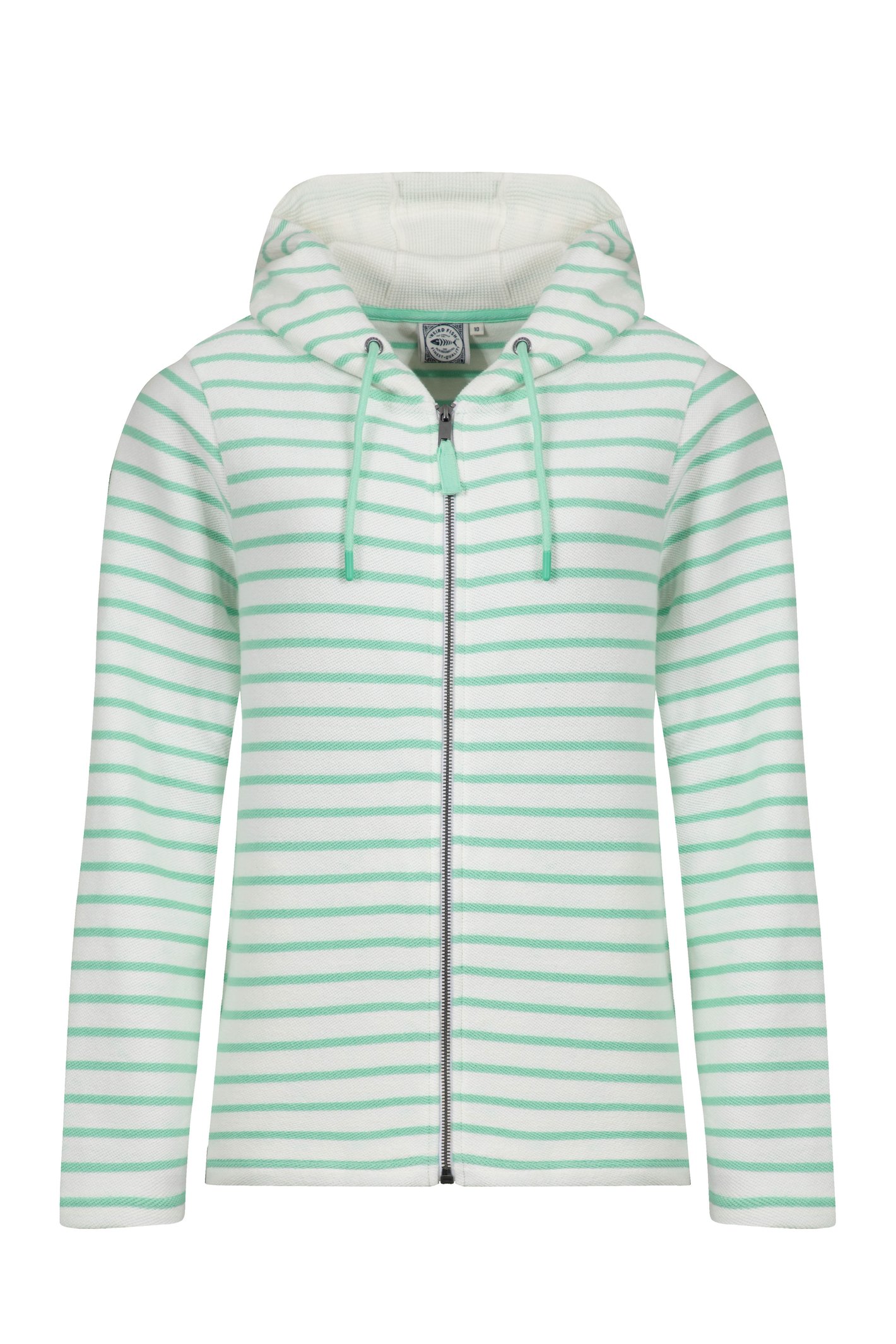 Weird Fish Catalina Striped Full Zip Hoodie Apple Mint