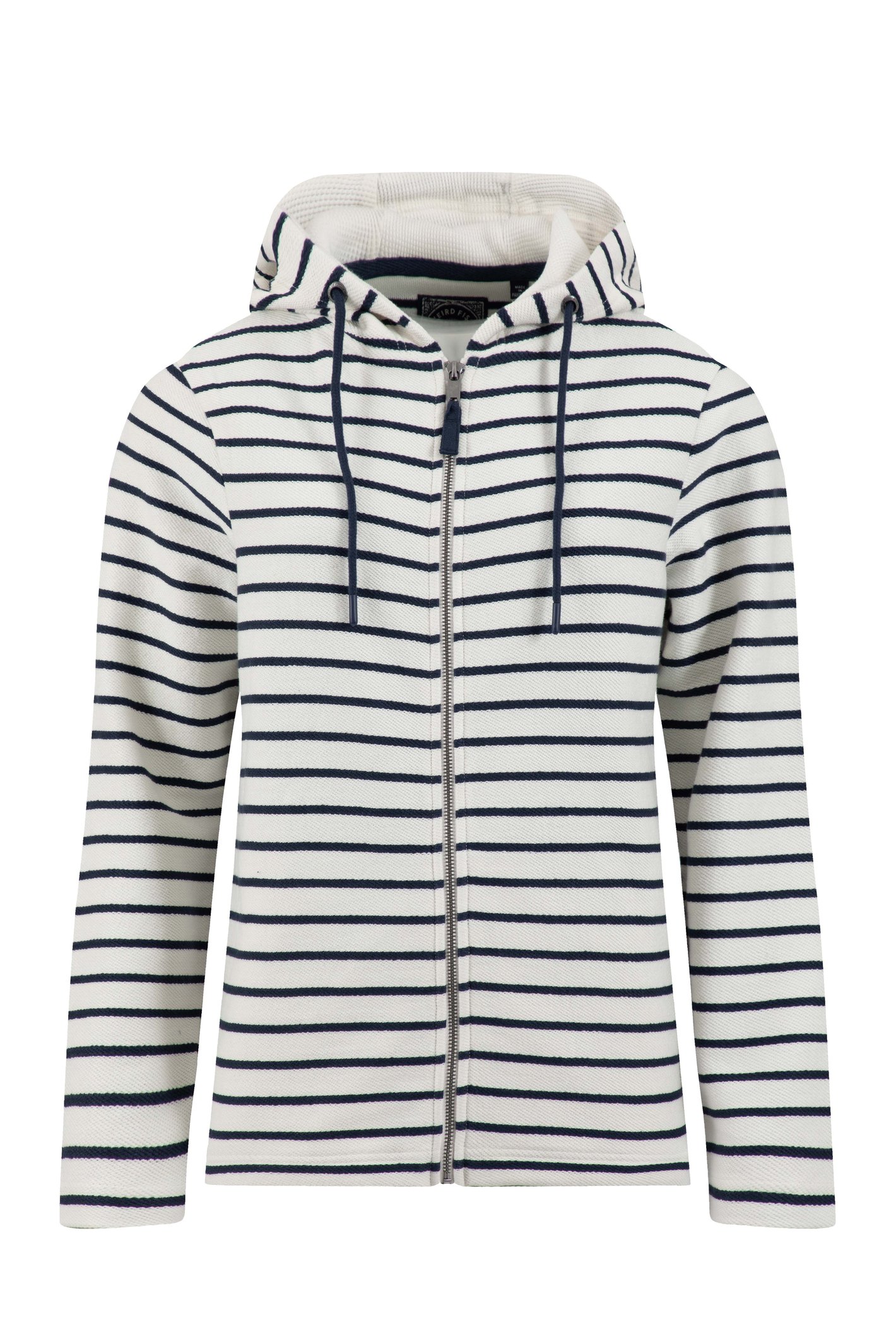 Weird Fish Catalina Striped Full Zip Hoodie Navy