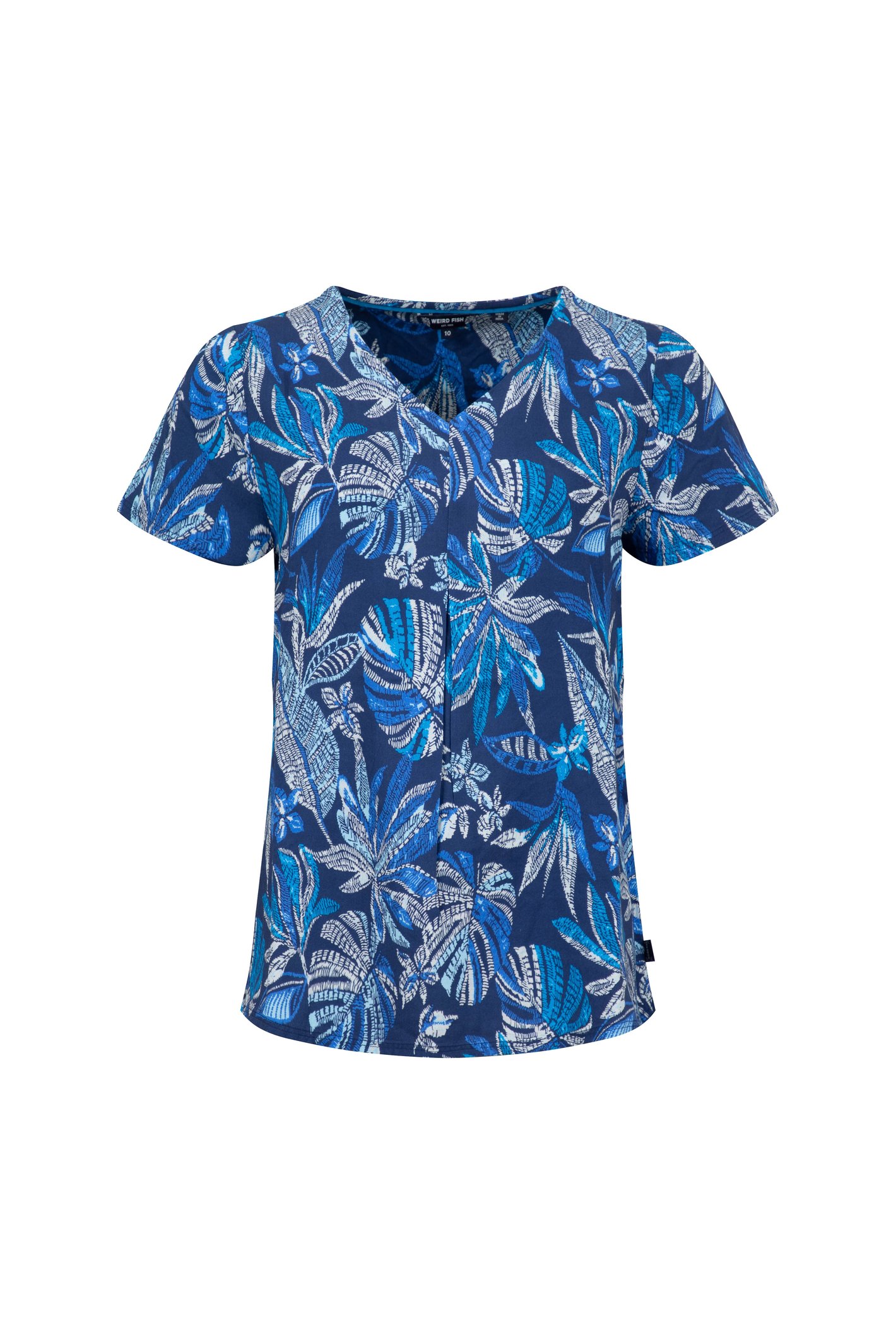 Weird Fish Solle Printed Blouse Blue Indigo