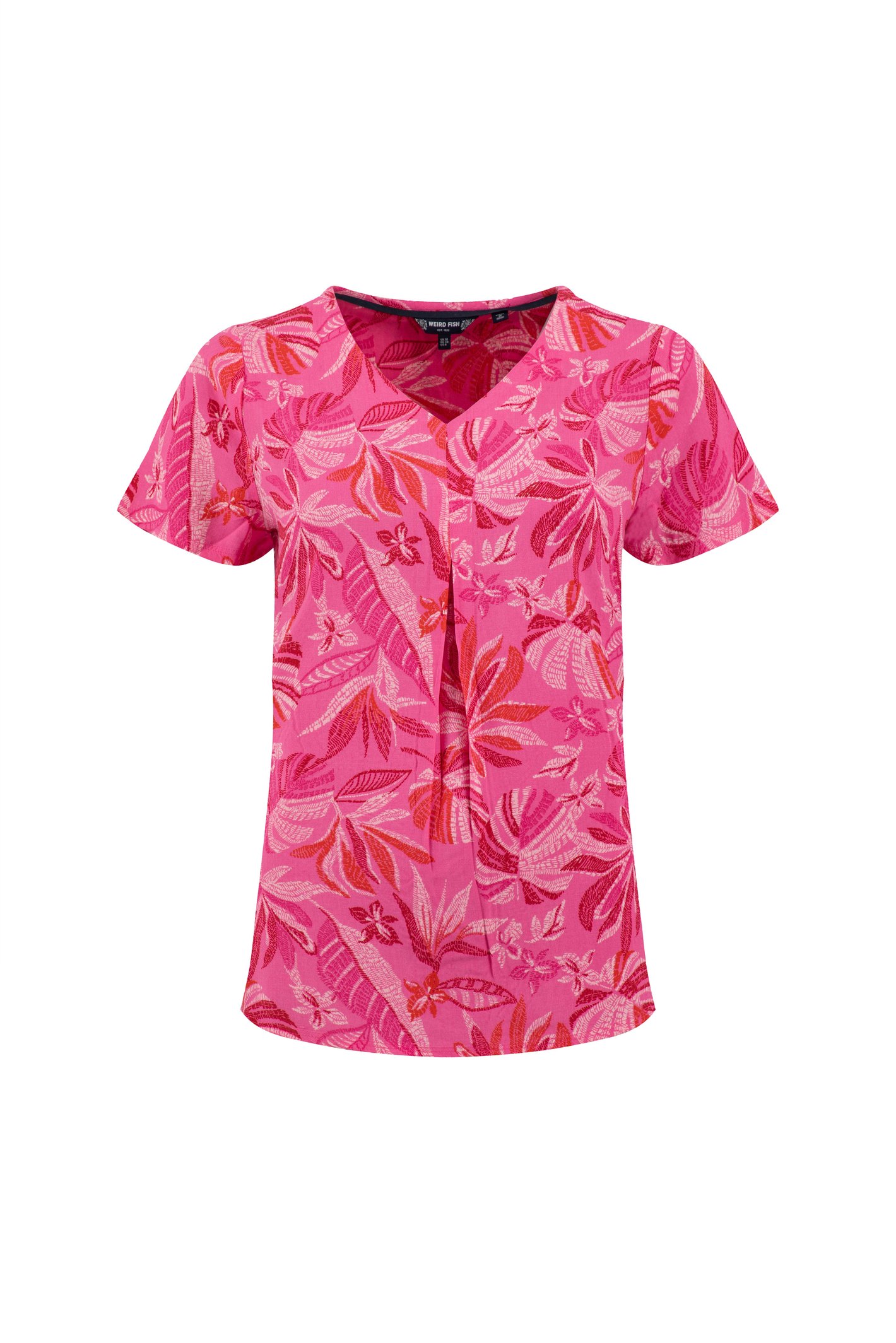 Weird Fish Solle Printed Blouse Hot Pink
