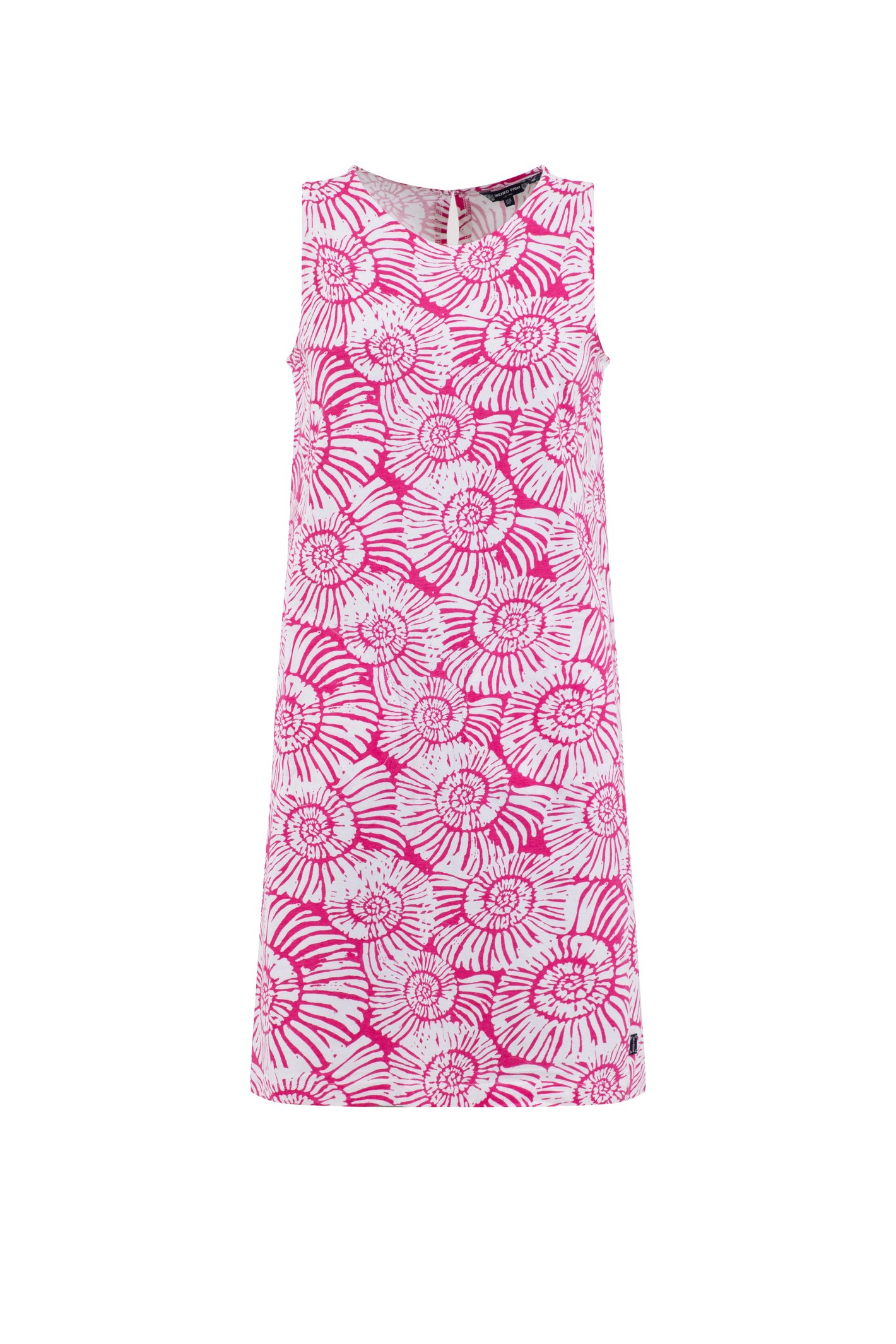 Weird Fish Adenea Printed Jersey Shift Dress Raspberry Size 16