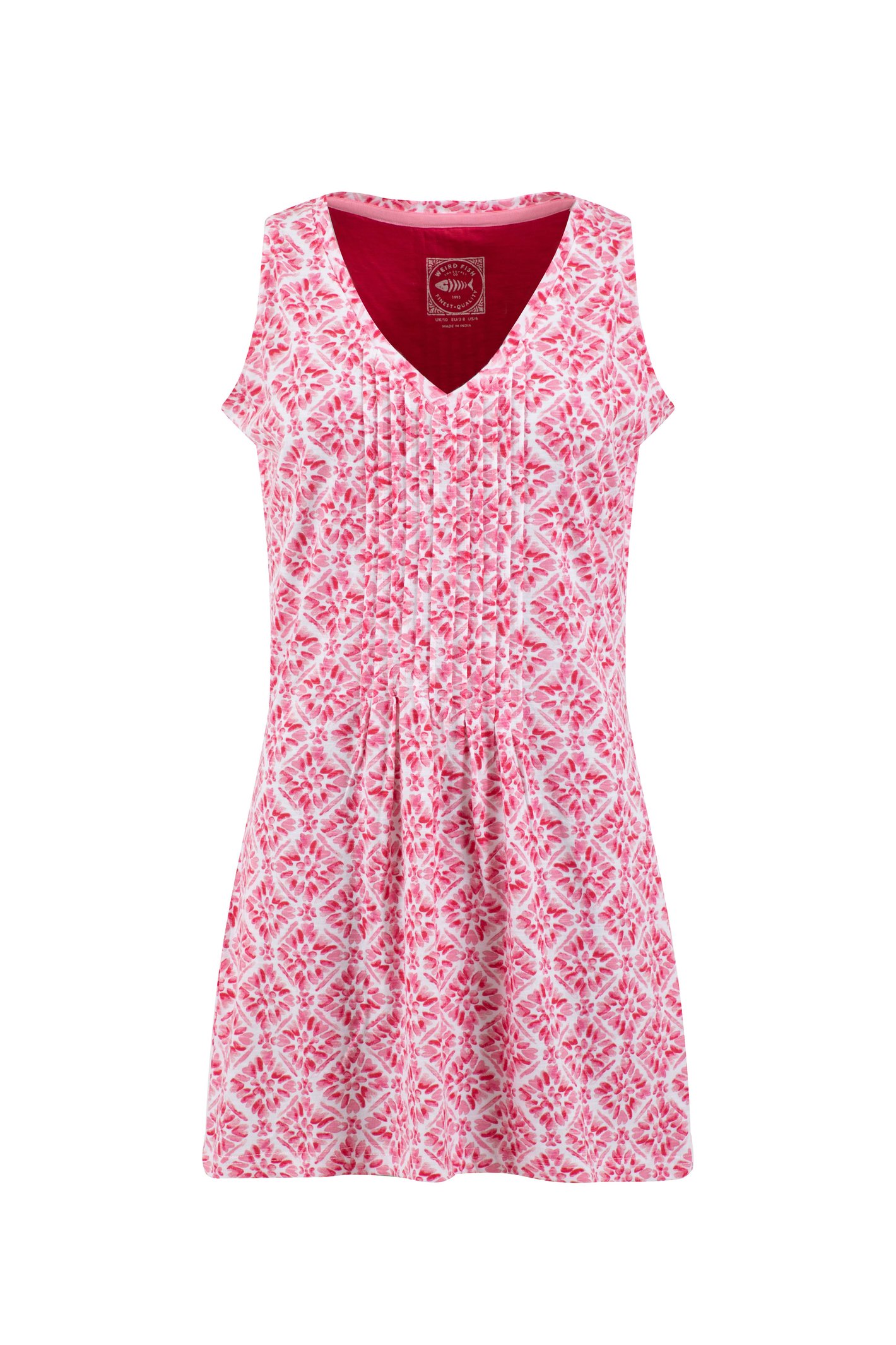 Weird Fish Laredo Printed Jersey Tunic Crimson