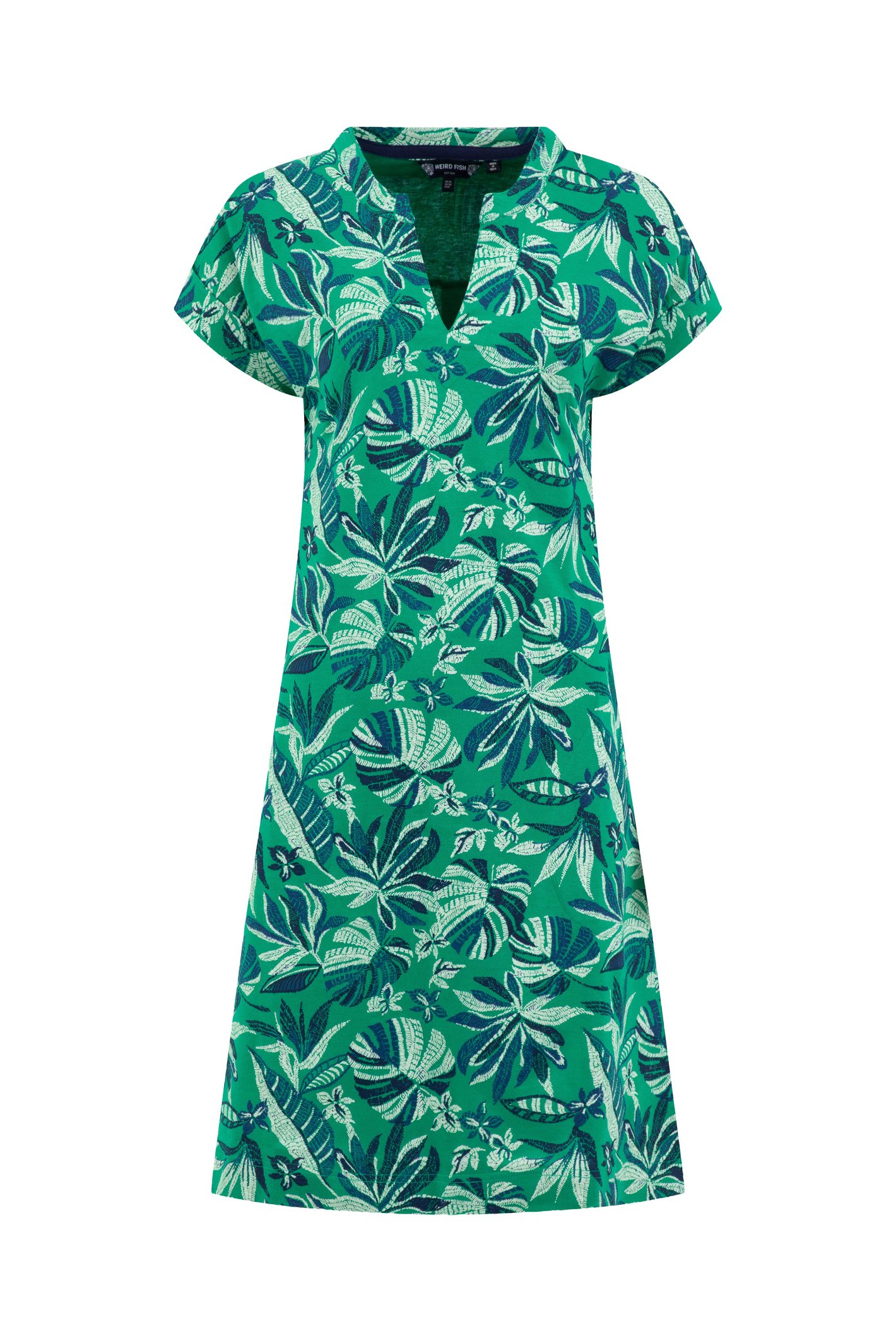 Weird Fish Suffolks Printed Jersey Dress Cactus Green